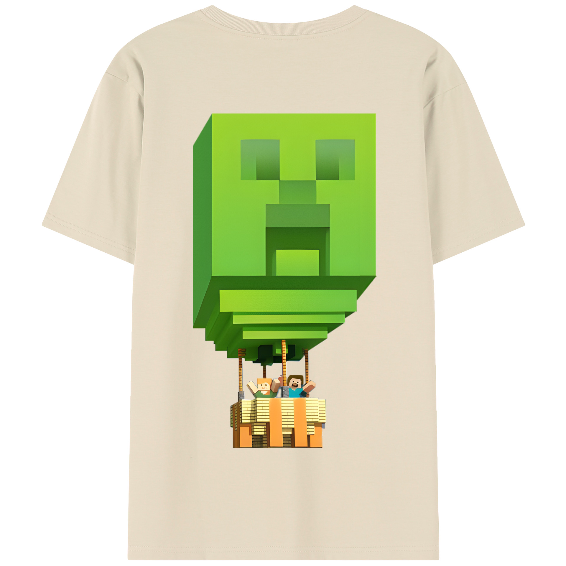 （画像用） マインクラフト ブロックの世界 Minecraft MC Block world 綿100％半袖Tシャツ（背面プリント）