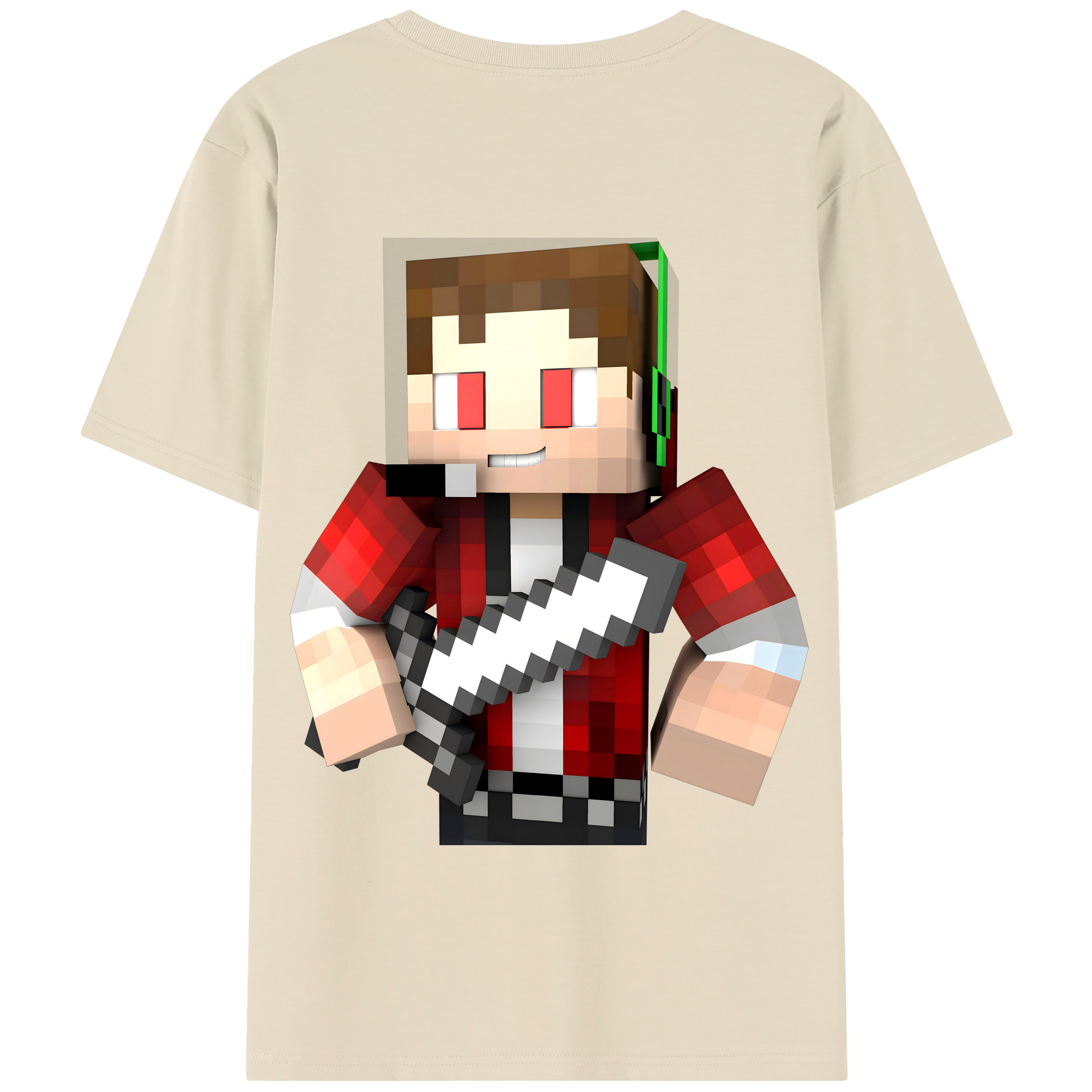 （画像用） マインクラフト ブロックの世界 Minecraft MC Block world 綿100％半袖Tシャツ（背面プリント）