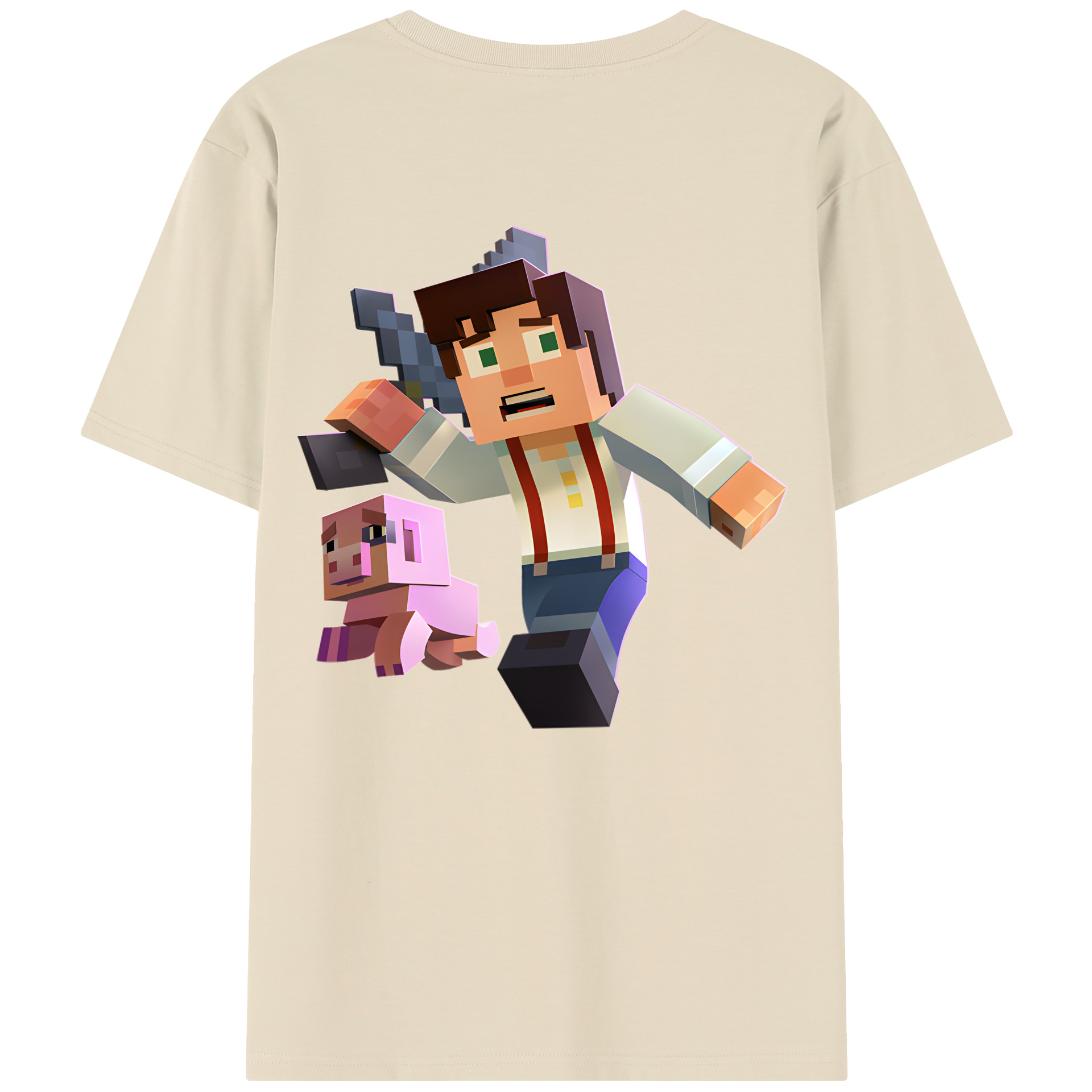 （画像用） マインクラフト ブロックの世界 Minecraft MC Block world 綿100％半袖Tシャツ（背面プリント）