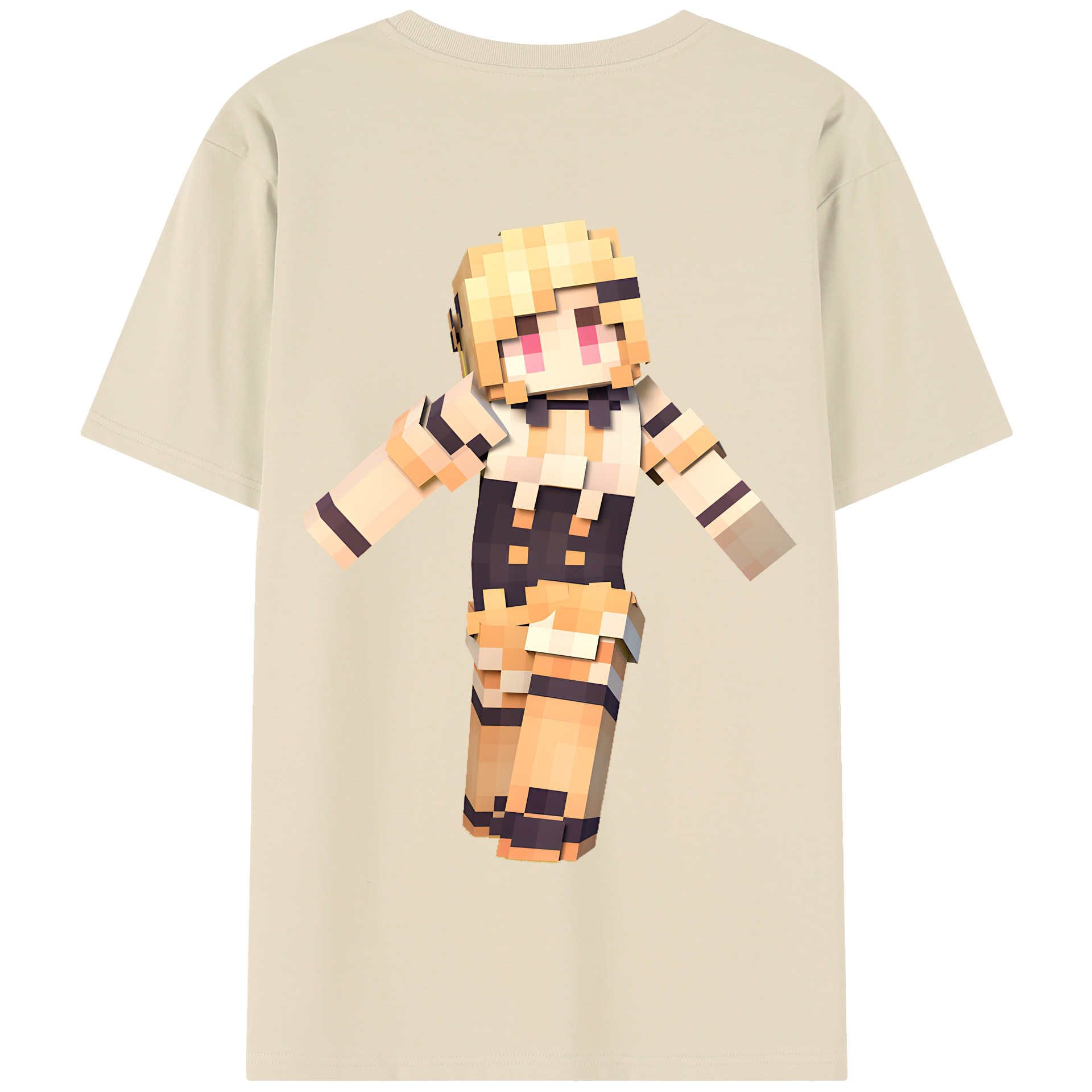 （画像用） マインクラフト ブロックの世界 Minecraft MC Block world 綿100％半袖Tシャツ（背面プリント）