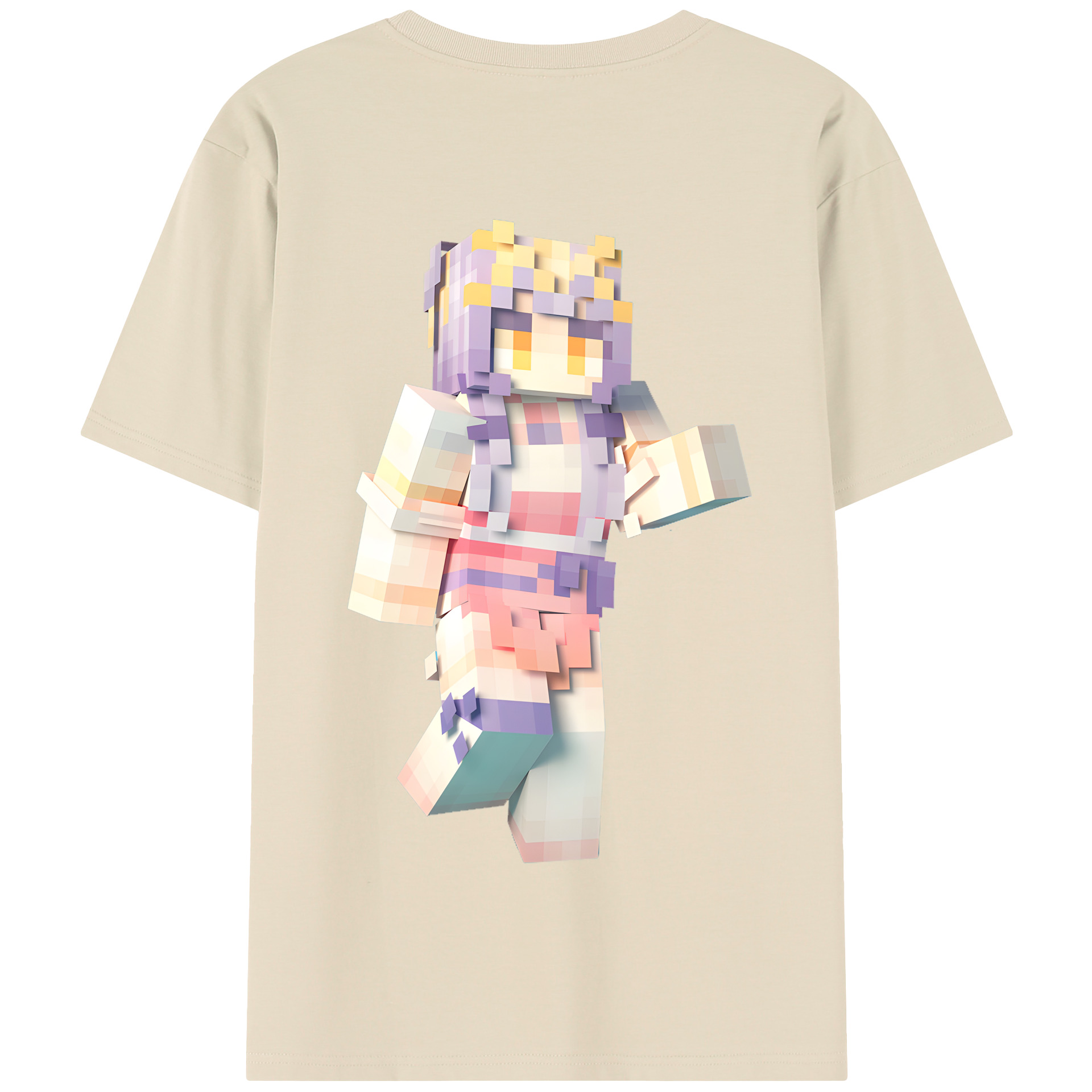 （画像用） マインクラフト ブロックの世界 Minecraft MC Block world 綿100％半袖Tシャツ（背面プリント）
