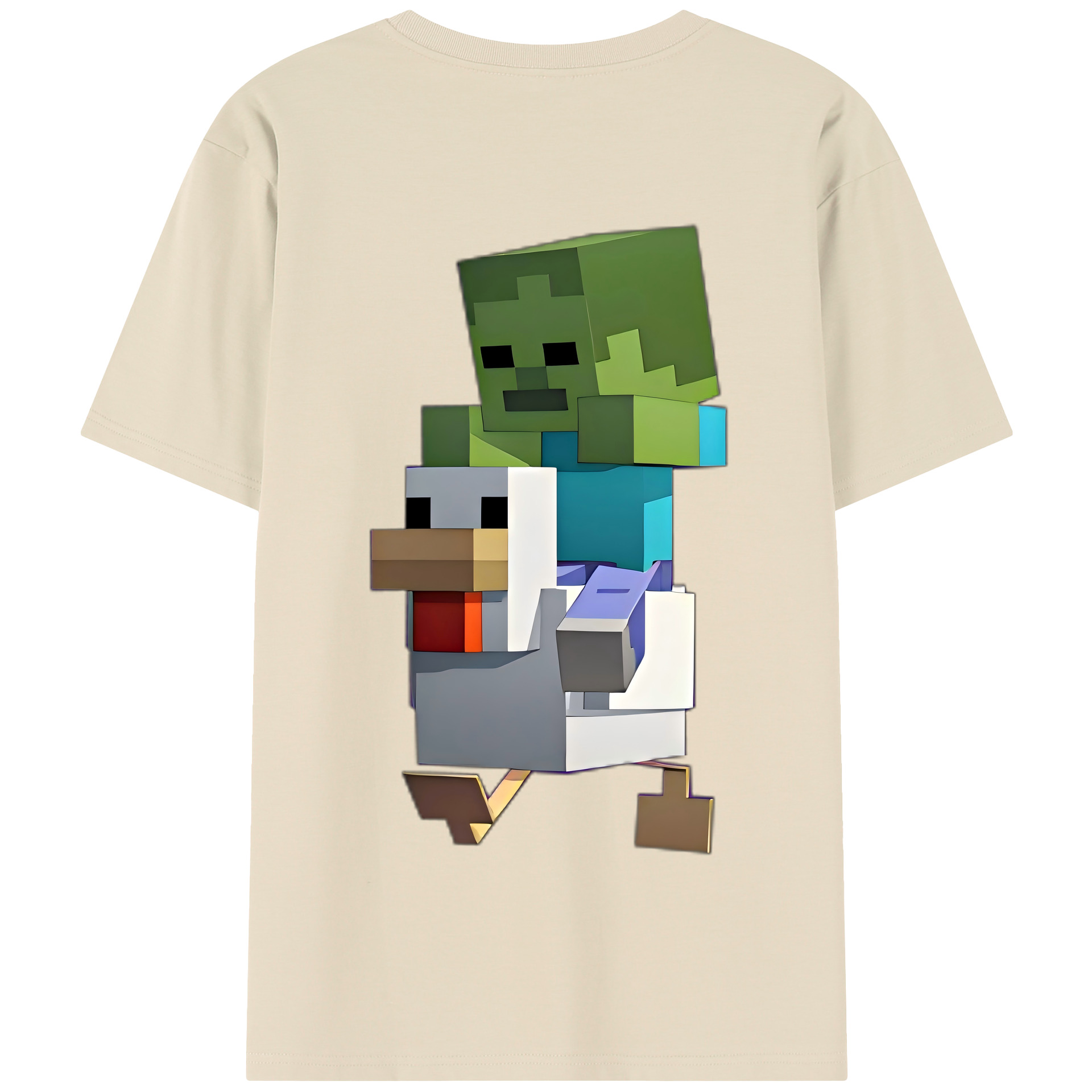 （画像用） マインクラフト ブロックの世界 Minecraft MC Block world 綿100％半袖Tシャツ（背面プリント）