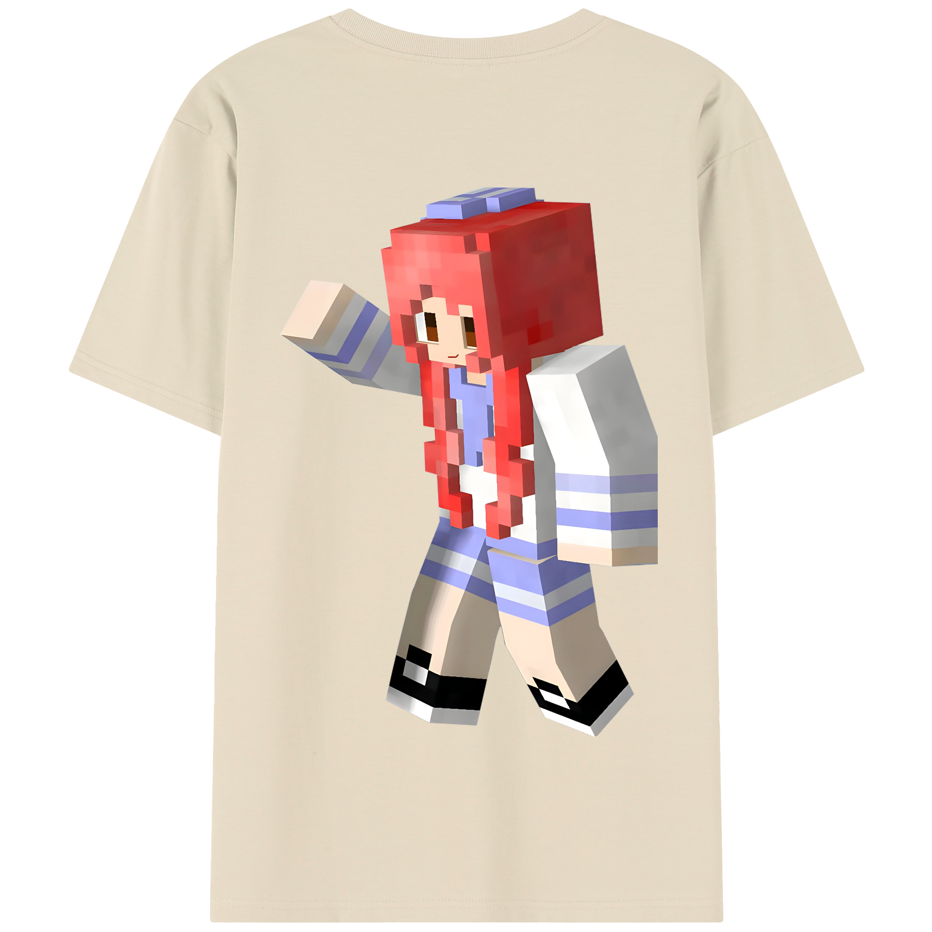 （画像用） マインクラフト ブロックの世界 Minecraft MC Block world 綿100％半袖Tシャツ（背面プリント）