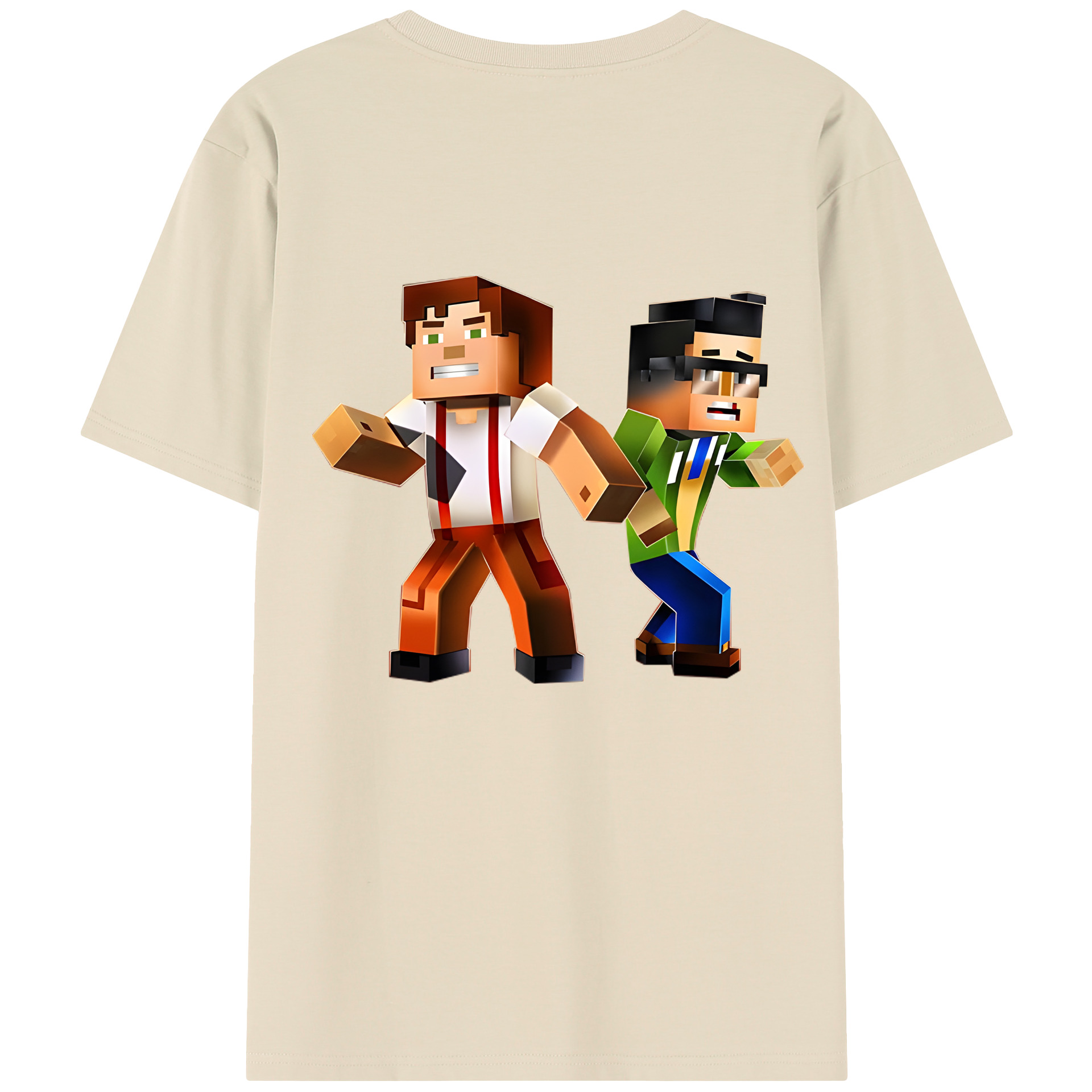 （画像用） マインクラフト ブロックの世界 Minecraft MC Block world 綿100％半袖Tシャツ（背面プリント）