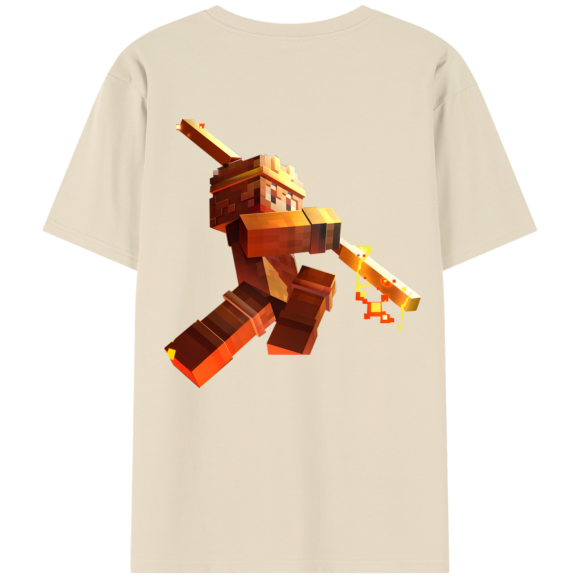 （画像用） マインクラフト ブロックの世界 Minecraft MC Block world 綿100％半袖Tシャツ（背面プリント）