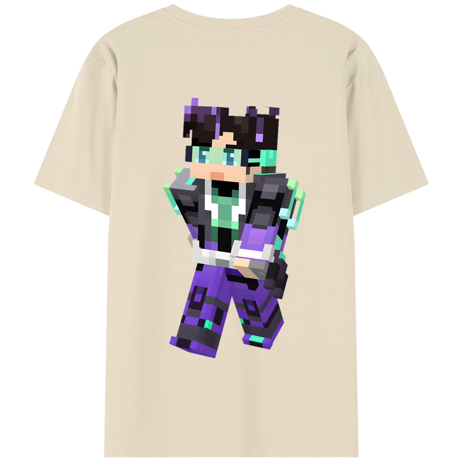 （画像用） マインクラフト ブロックの世界 Minecraft MC Block world 綿100％半袖Tシャツ（背面プリント）