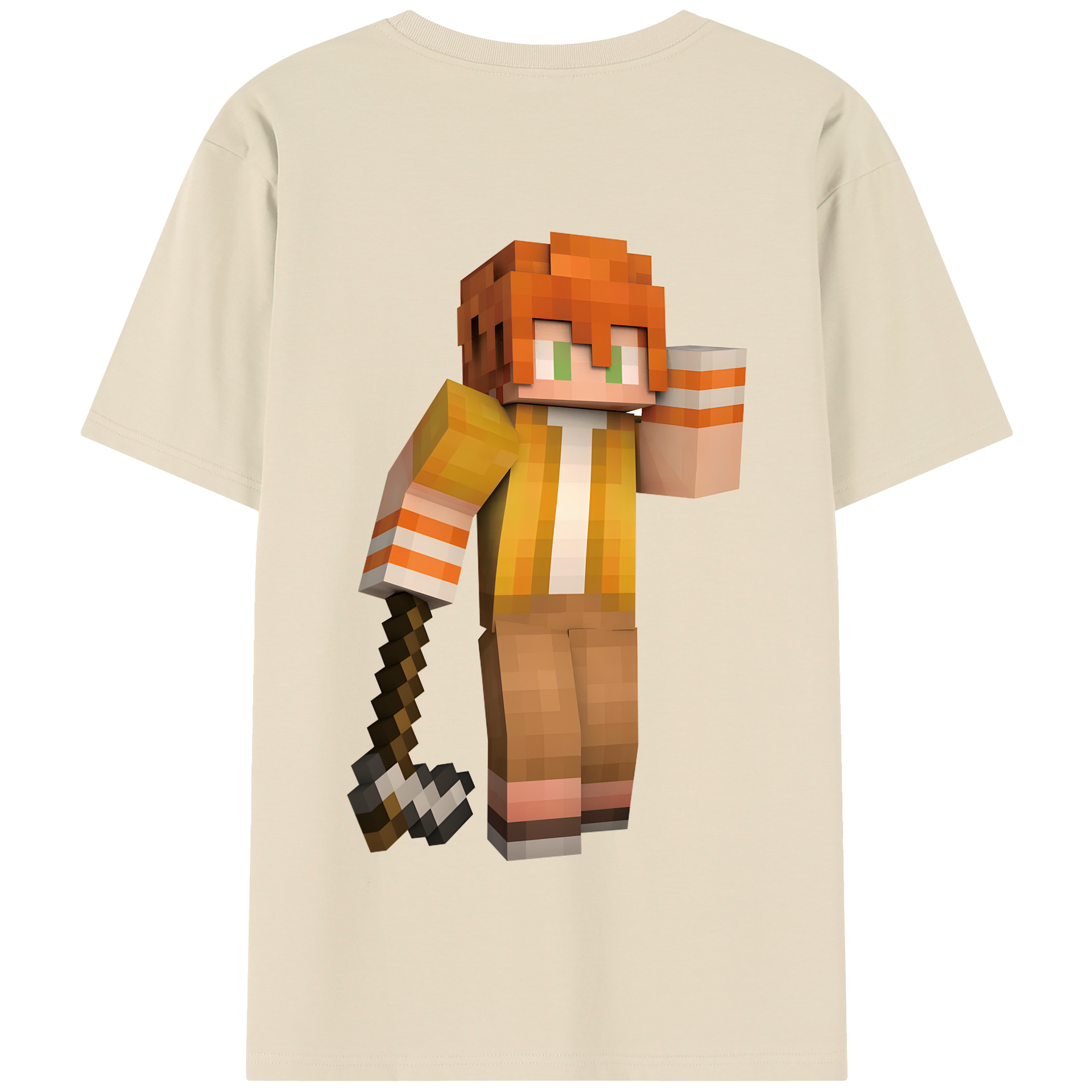 （画像用） マインクラフト ブロックの世界 Minecraft MC Block world 綿100％半袖Tシャツ（背面プリント）