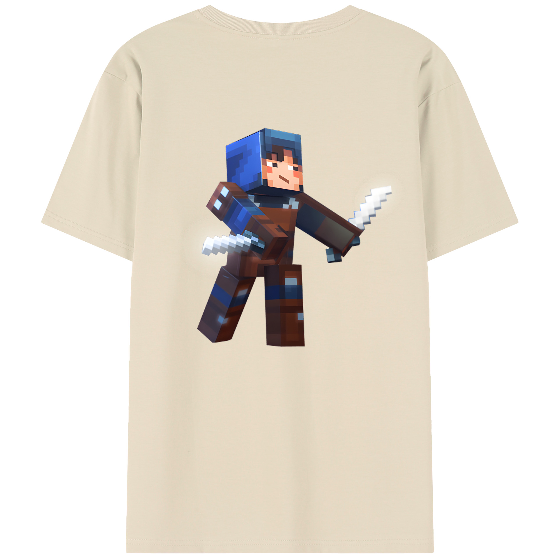 （画像用） マインクラフト ブロックの世界 Minecraft MC Block world 綿100％半袖Tシャツ（背面プリント）