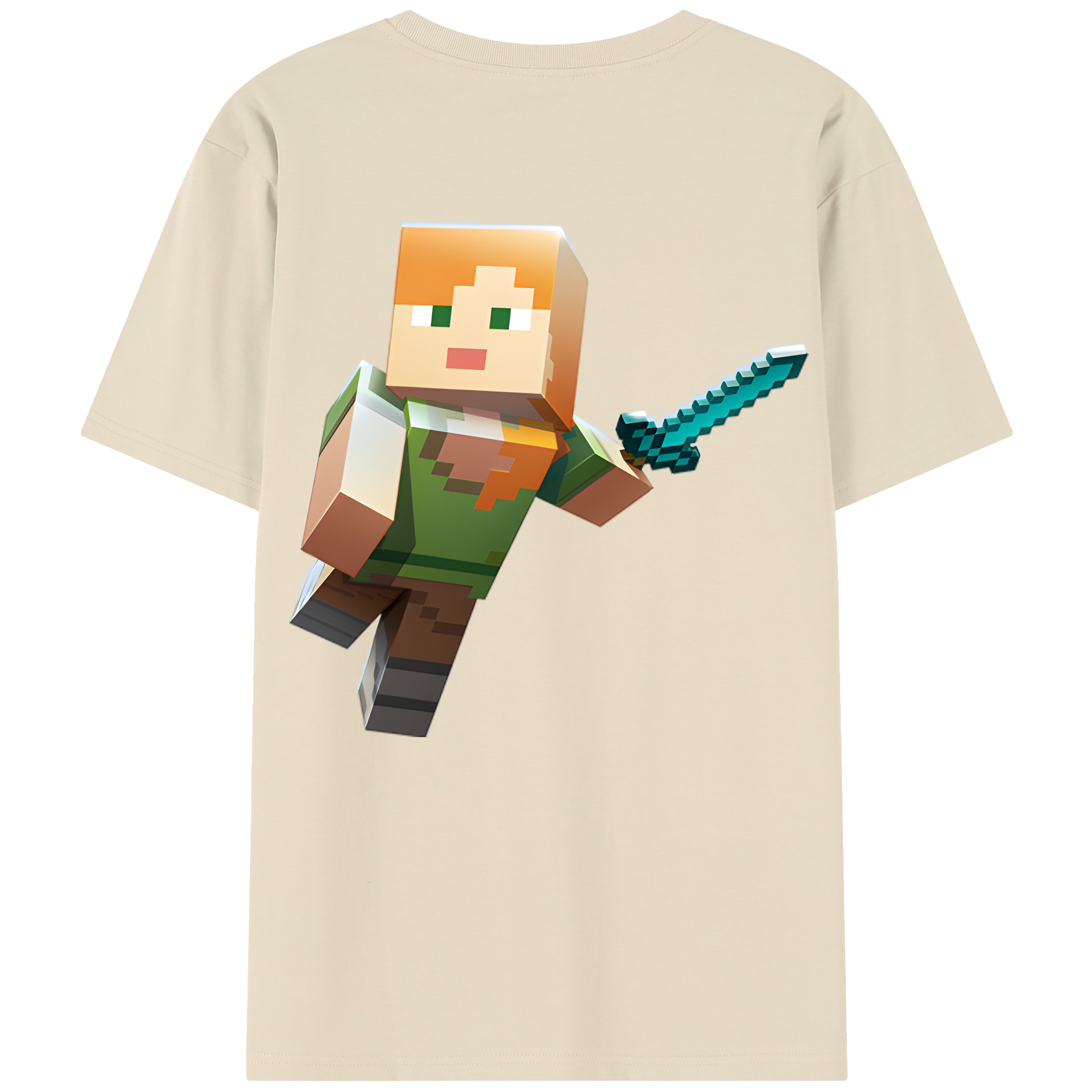 （画像用） マインクラフト ブロックの世界 Minecraft MC Block world 綿100％半袖Tシャツ（背面プリント）