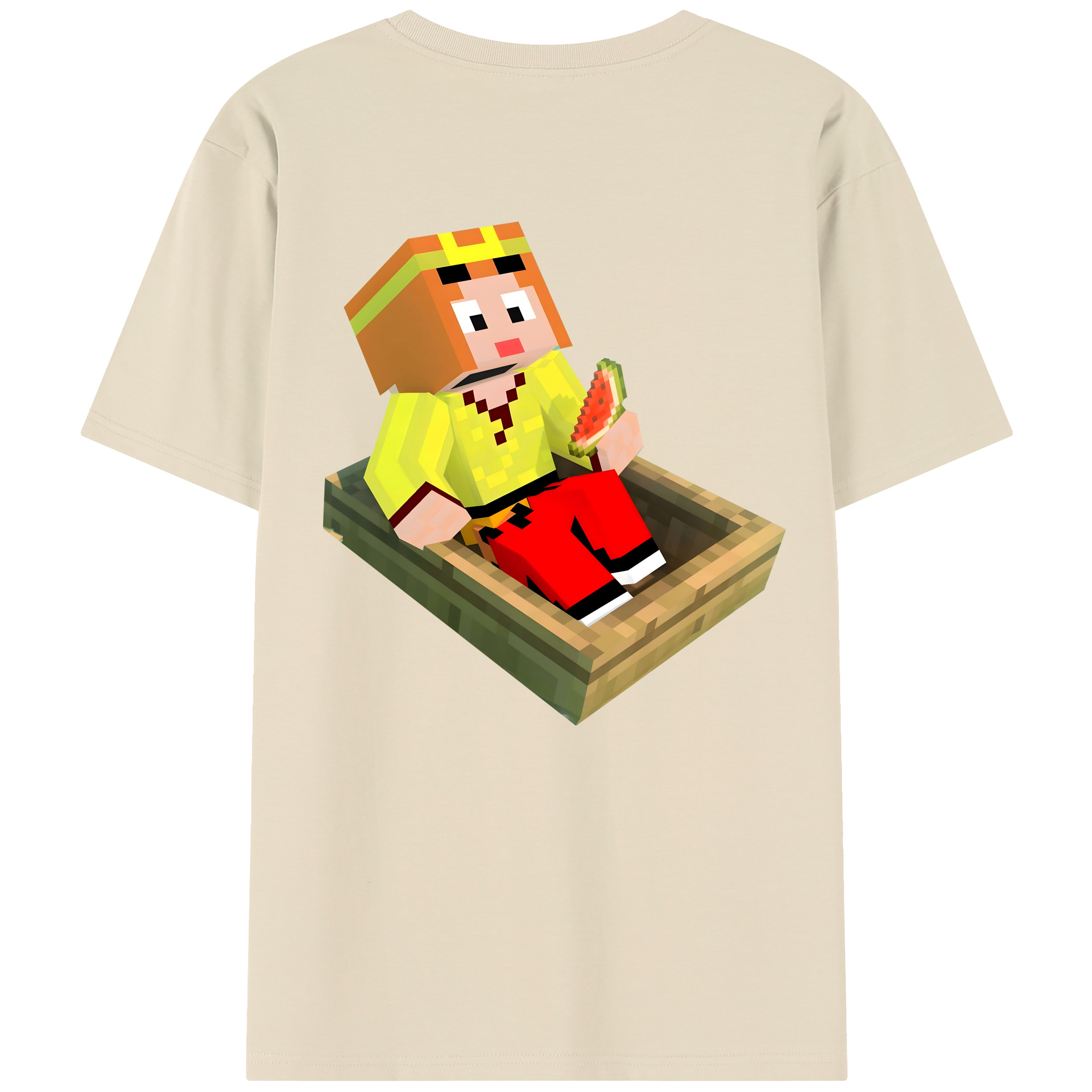（画像用） マインクラフト ブロックの世界 Minecraft MC Block world 綿100％半袖Tシャツ（背面プリント）