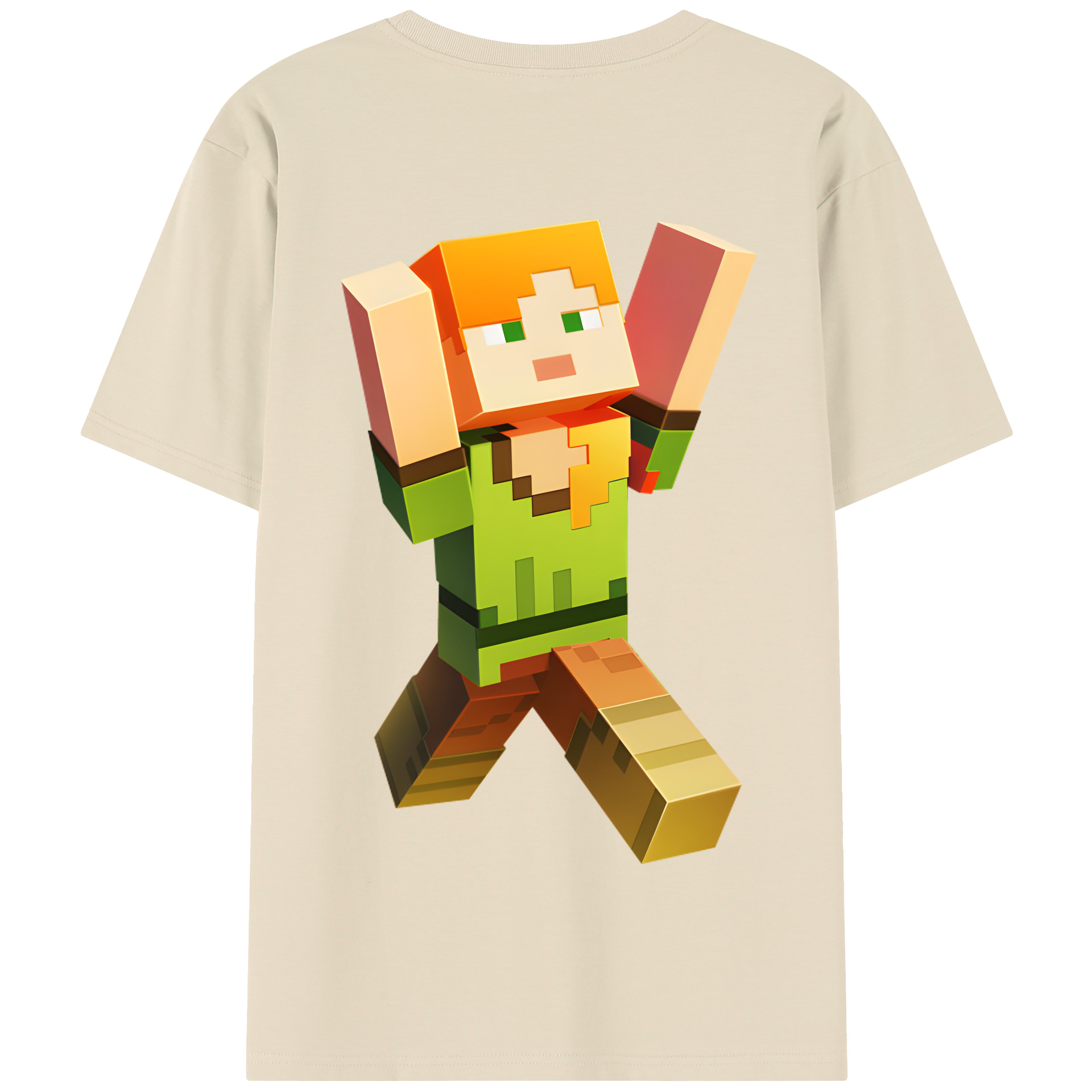 （画像用） マインクラフト ブロックの世界 Minecraft MC Block world 綿100％半袖Tシャツ（背面プリント）