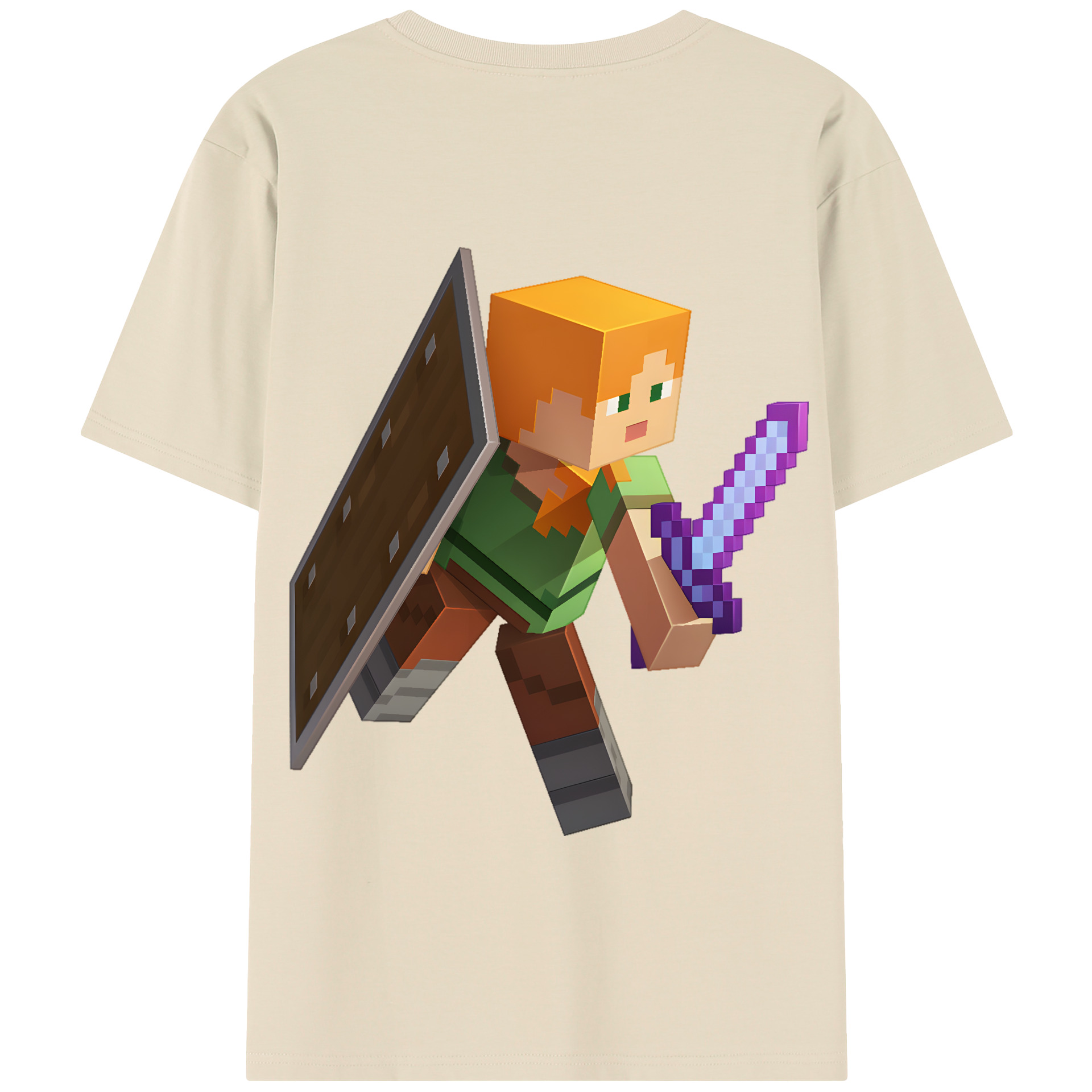 （画像用） マインクラフト ブロックの世界 Minecraft MC Block world 綿100％半袖Tシャツ（背面プリント）