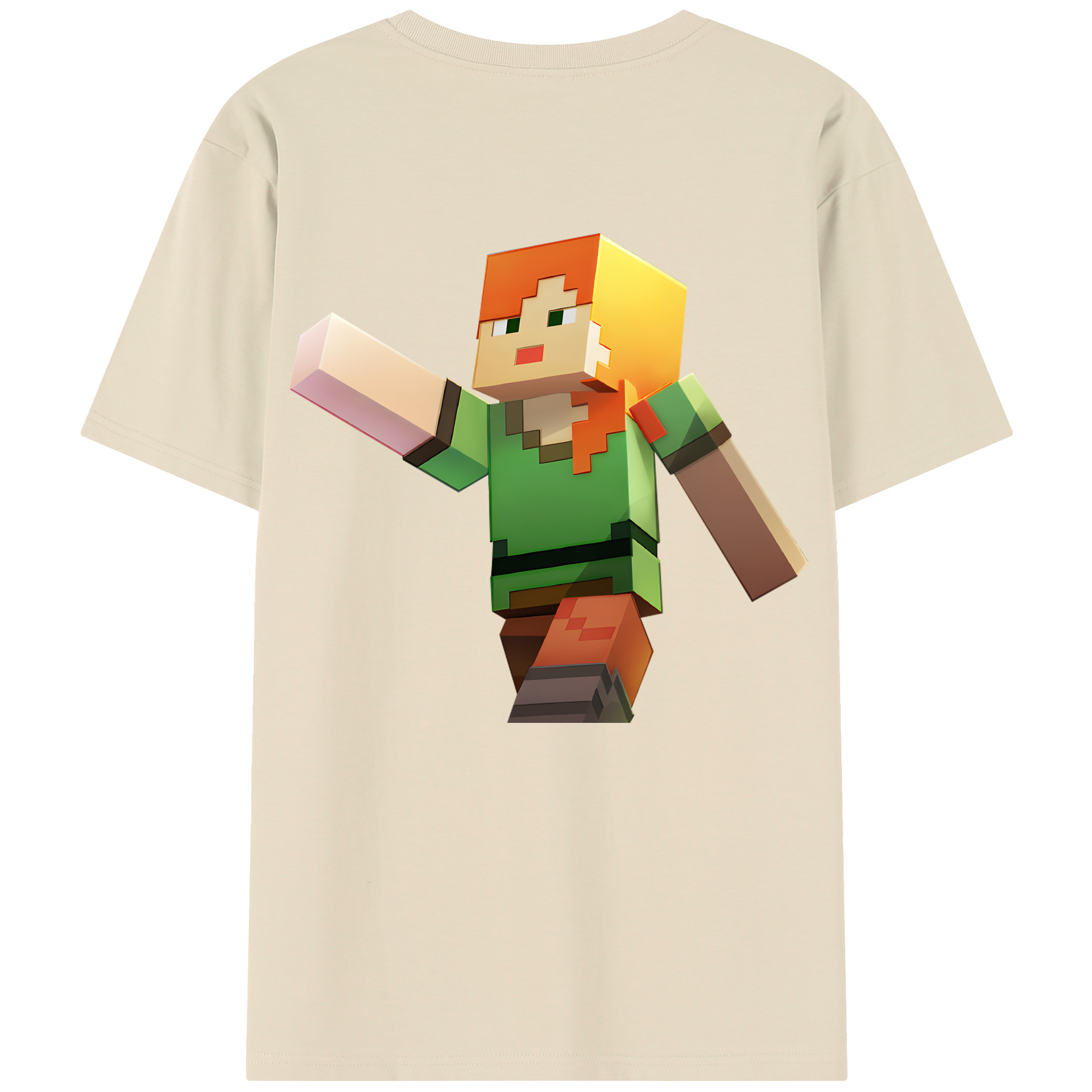 （画像用） マインクラフト ブロックの世界 Minecraft MC Block world 綿100％半袖Tシャツ（背面プリント）
