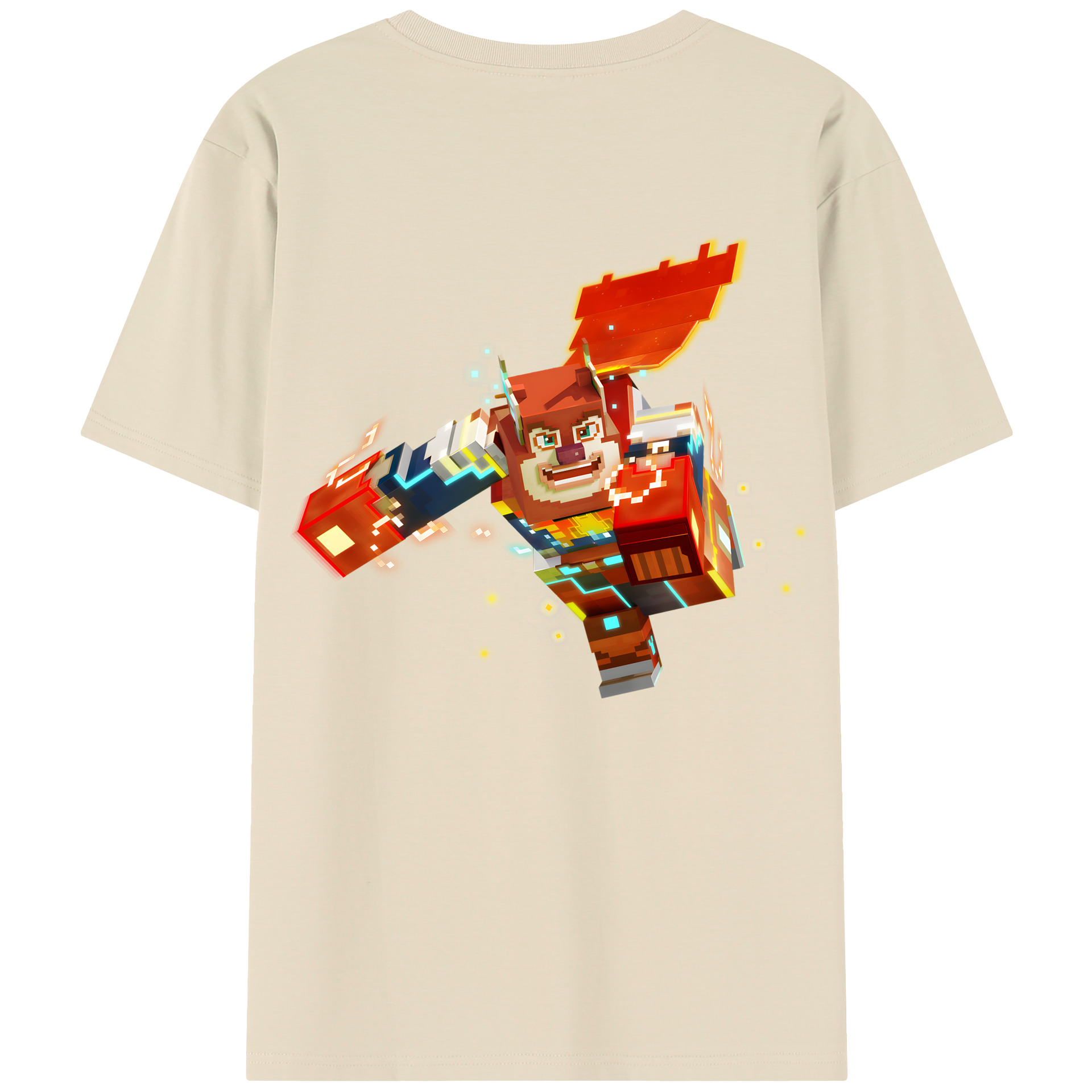 （画像用） マインクラフト ブロックの世界 Minecraft MC Block world 綿100％半袖Tシャツ（背面プリント）