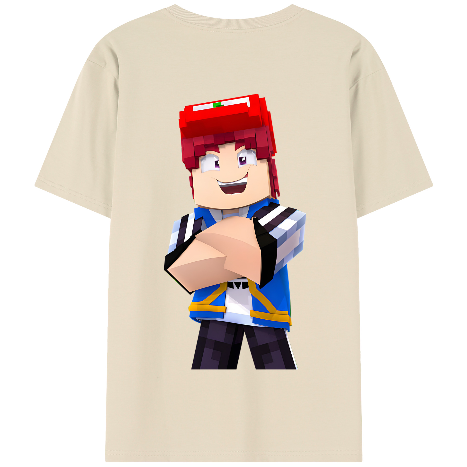 （画像用） マインクラフト ブロックの世界 Minecraft MC Block world 綿100％半袖Tシャツ（背面プリント）