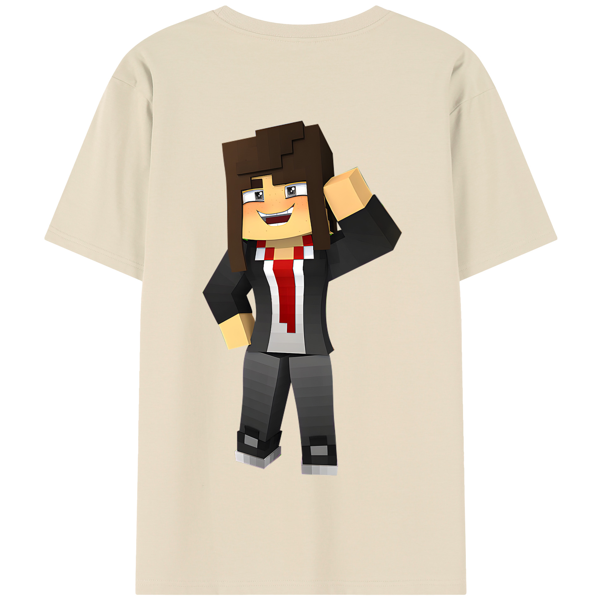 （画像用） マインクラフト ブロックの世界 Minecraft MC Block world 綿100％半袖Tシャツ（背面プリント）