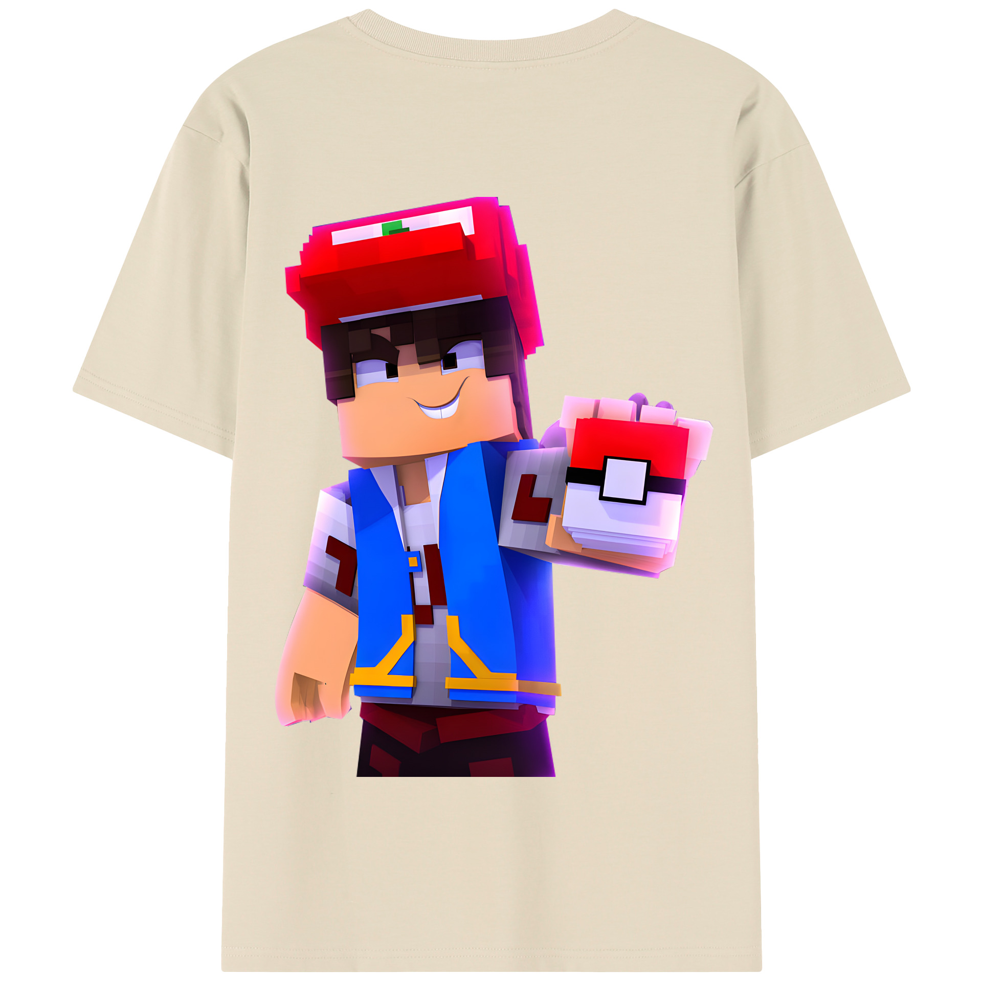 （画像用） マインクラフト ブロックの世界 Minecraft MC Block world 綿100％半袖Tシャツ（背面プリント）