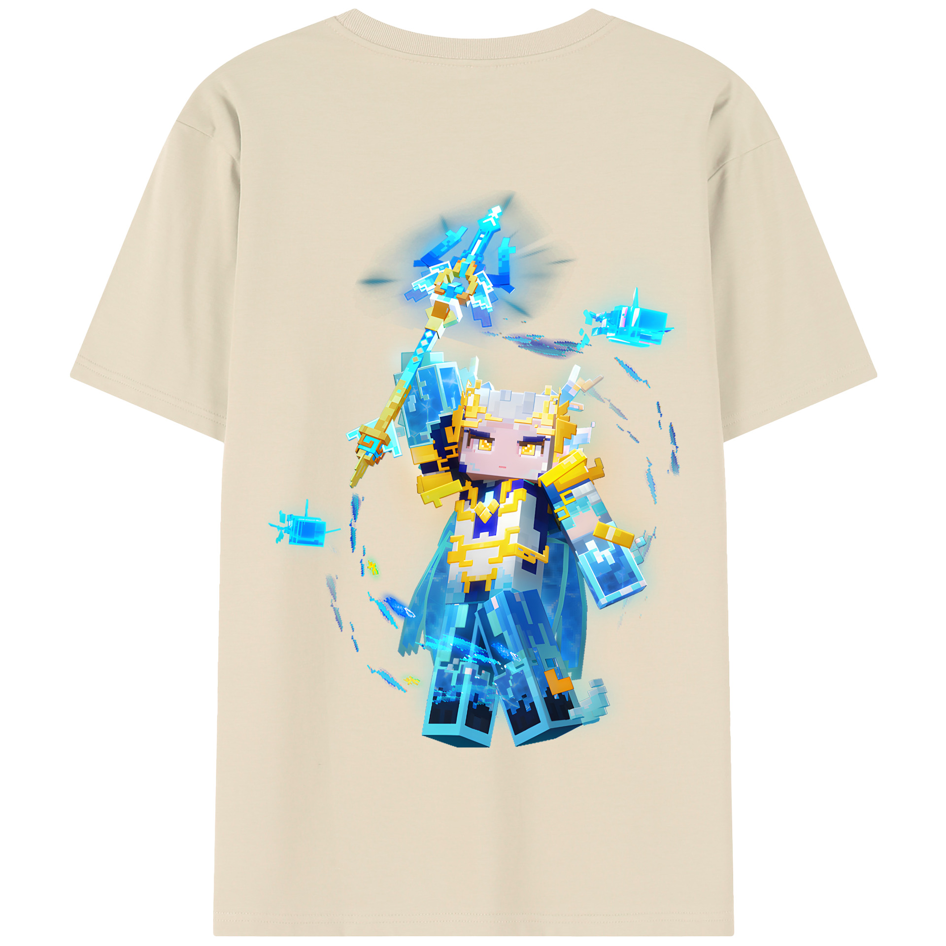 （画像用） マインクラフト ブロックの世界 Minecraft MC Block world 綿100％半袖Tシャツ（背面プリント）
