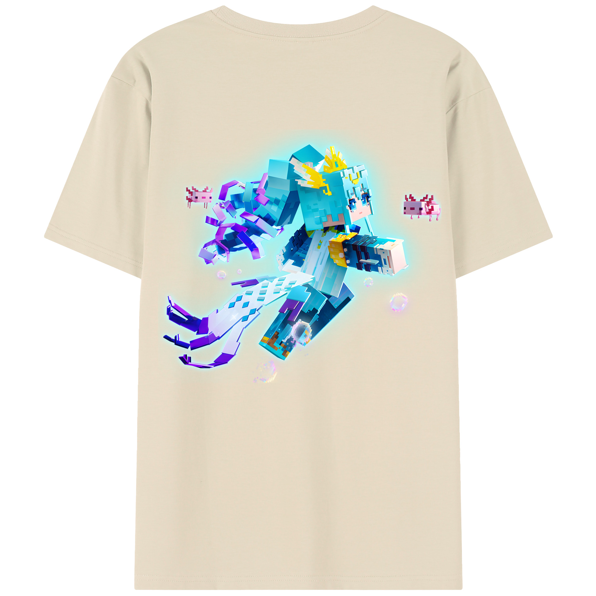 （画像用） マインクラフト ブロックの世界 Minecraft MC Block world 綿100％半袖Tシャツ（背面プリント）