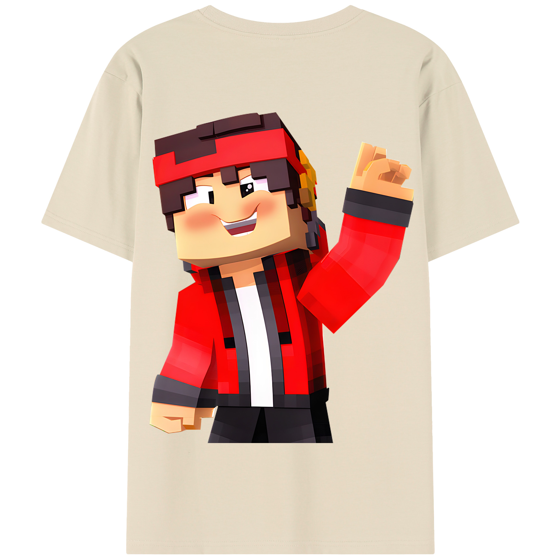 （画像用） マインクラフト ブロックの世界 Minecraft MC Block world 綿100％半袖Tシャツ（背面プリント）