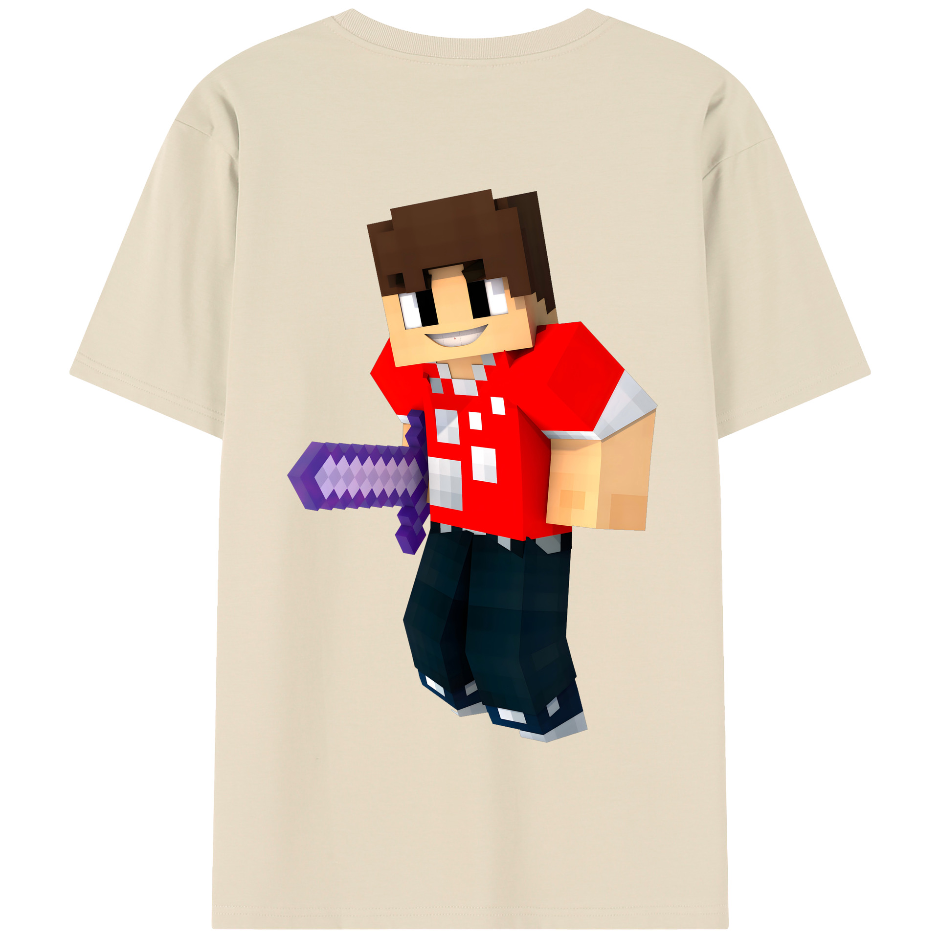 （画像用） マインクラフト ブロックの世界 Minecraft MC Block world 綿100％半袖Tシャツ（背面プリント）