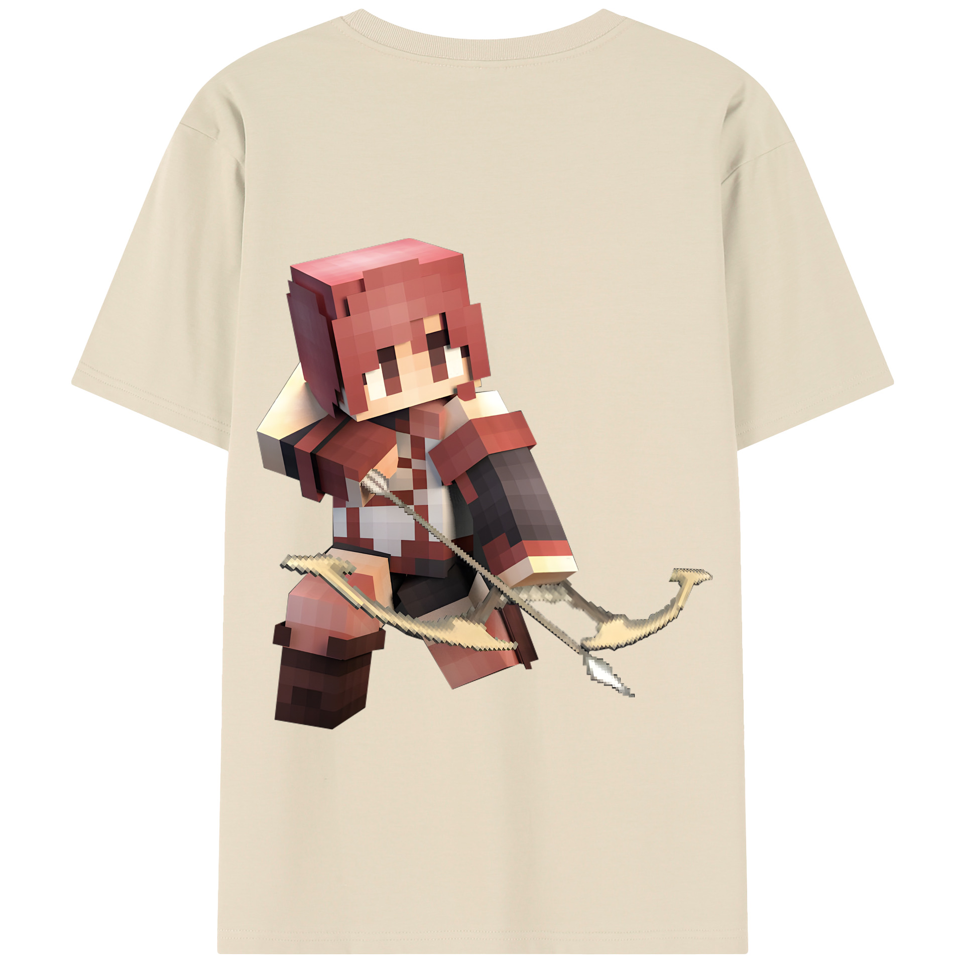 （画像用） マインクラフト ブロックの世界 Minecraft MC Block world 綿100％半袖Tシャツ（背面プリント）
