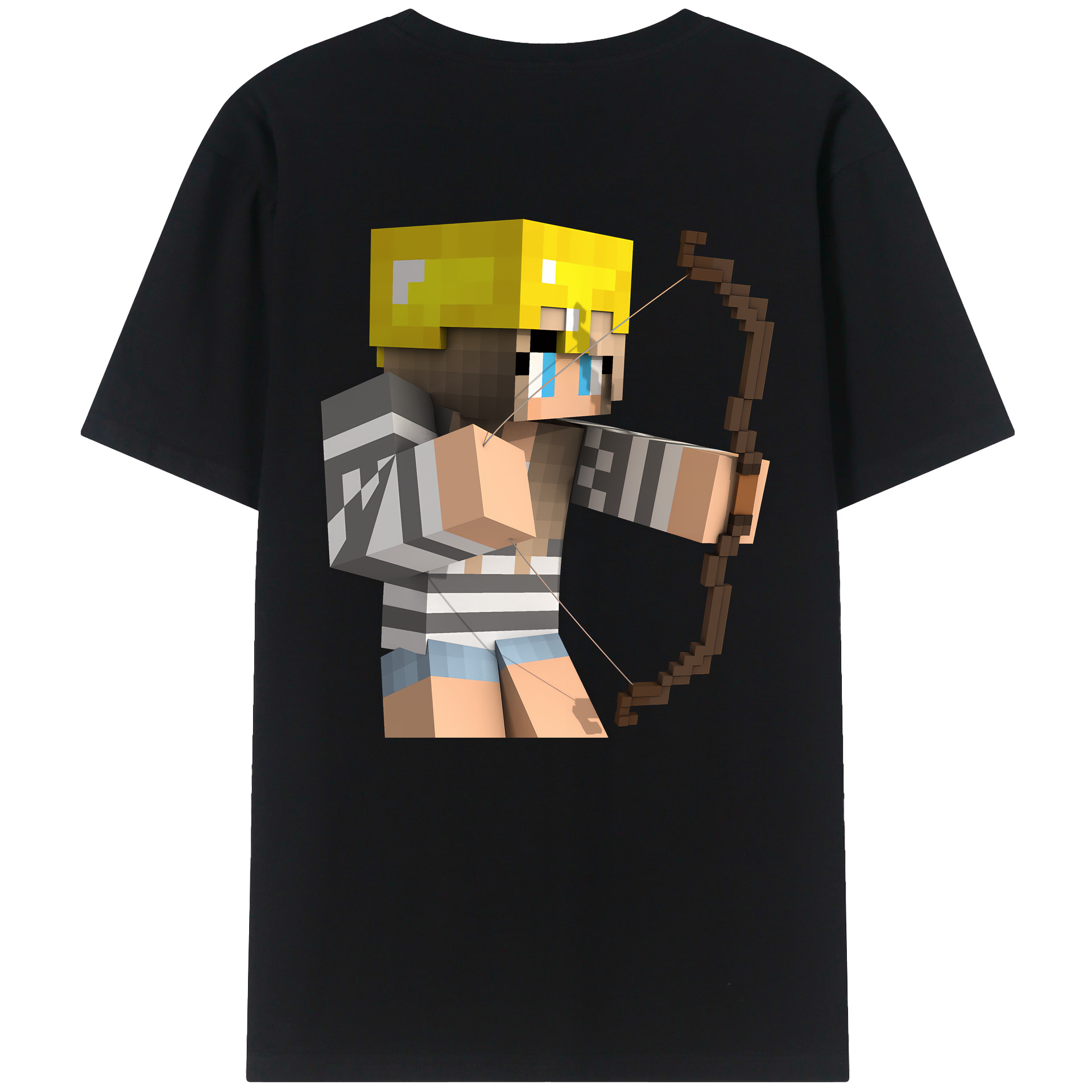 （画像用） マインクラフト ブロックの世界 Minecraft MC Block world 綿100％半袖Tシャツ（背面プリント）