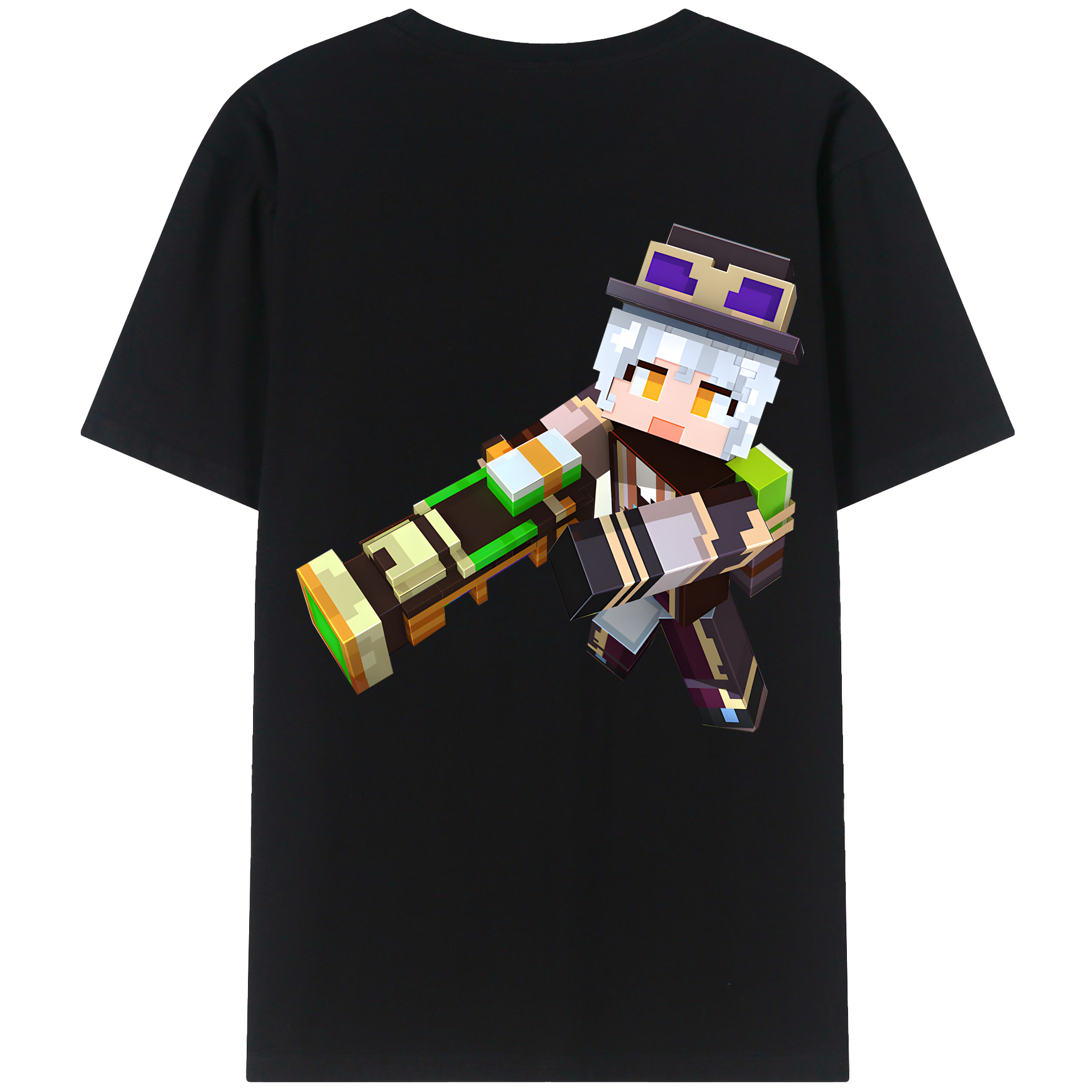 （画像用） マインクラフト ブロックの世界 Minecraft MC Block world 綿100％半袖Tシャツ（背面プリント）