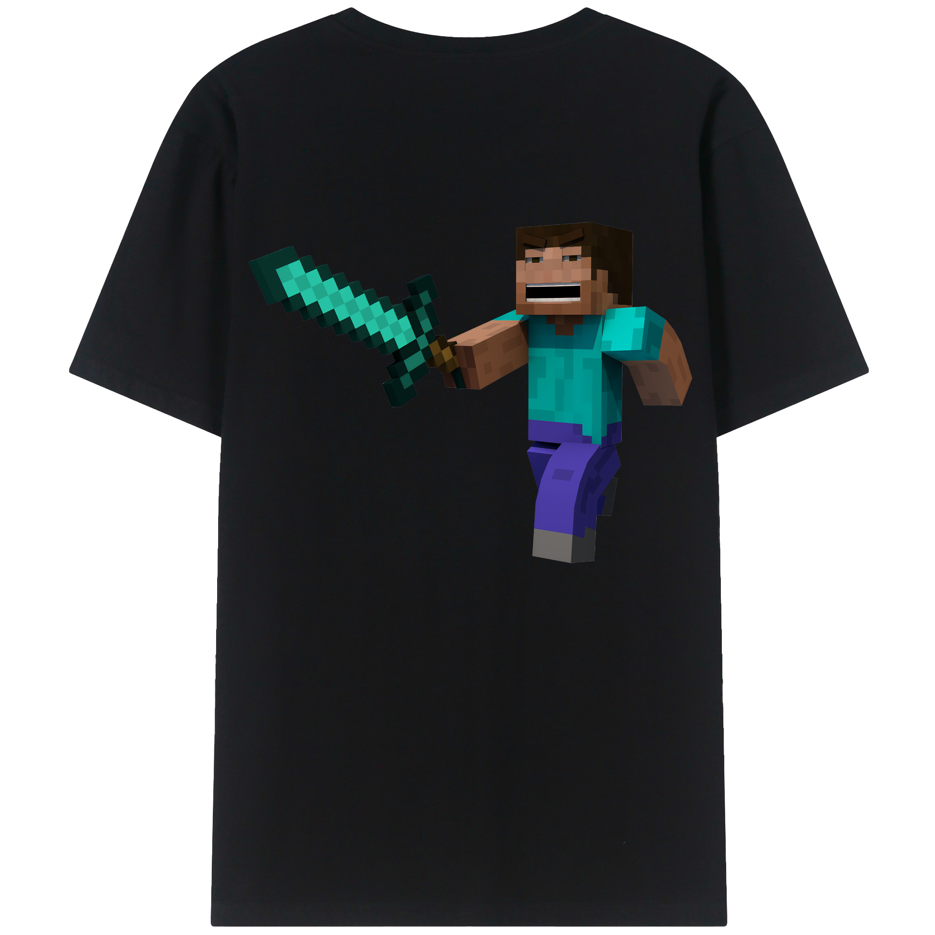 （画像用） マインクラフト ブロックの世界 Minecraft MC Block world 綿100％半袖Tシャツ（背面プリント）