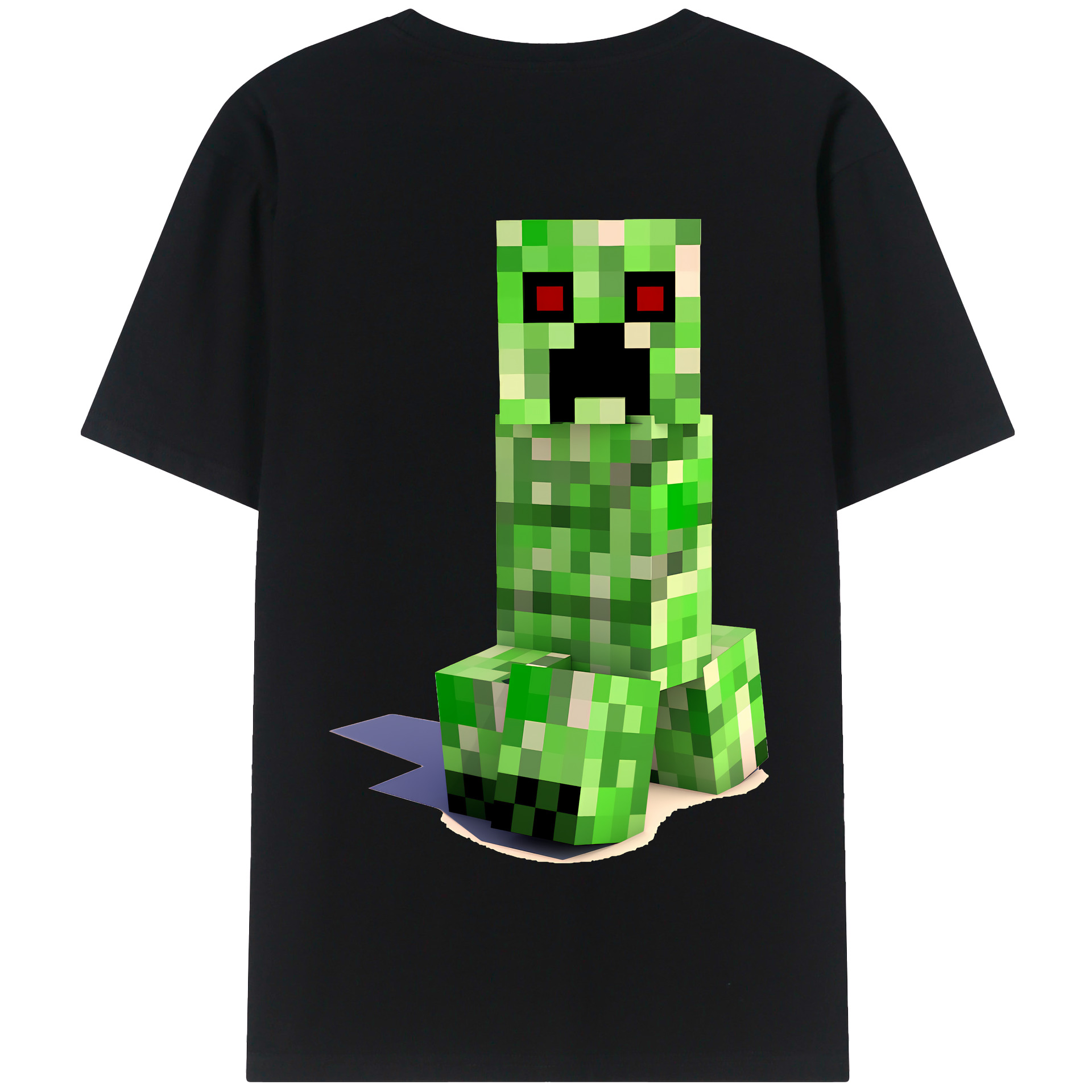 （画像用） マインクラフト ブロックの世界 Minecraft MC Block world 綿100％半袖Tシャツ（背面プリント）