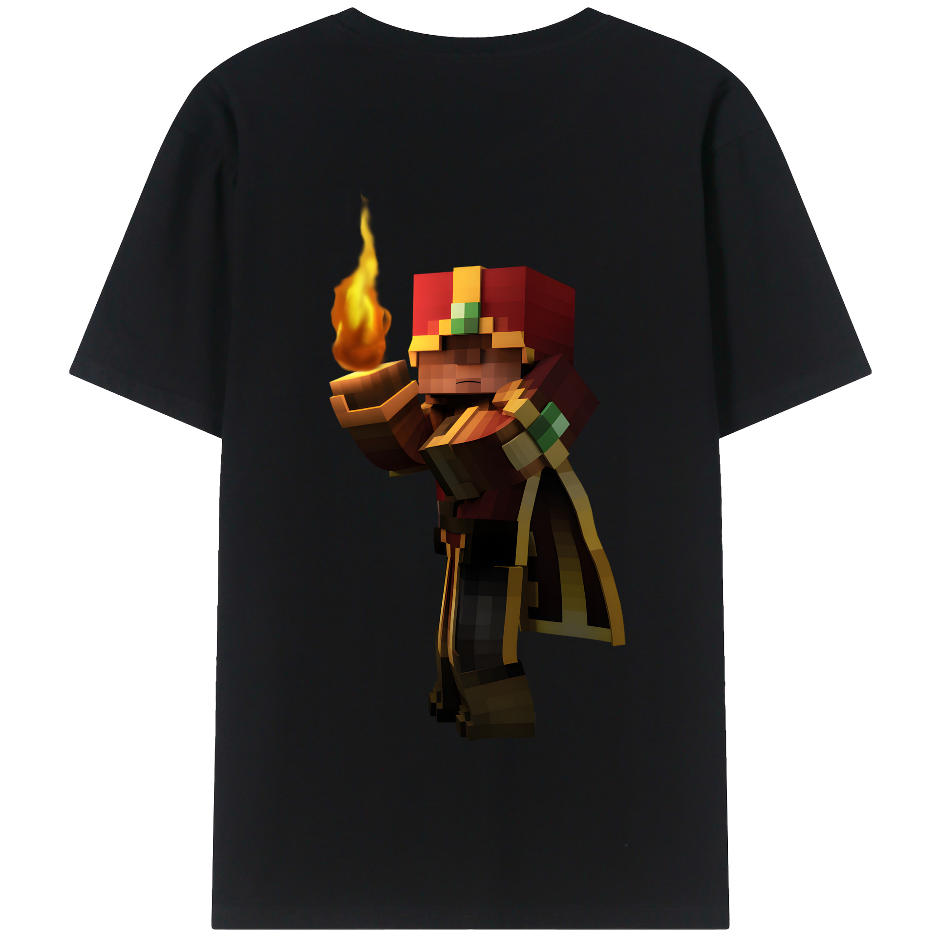 （画像用） マインクラフト ブロックの世界 Minecraft MC Block world 綿100％半袖Tシャツ（背面プリント）