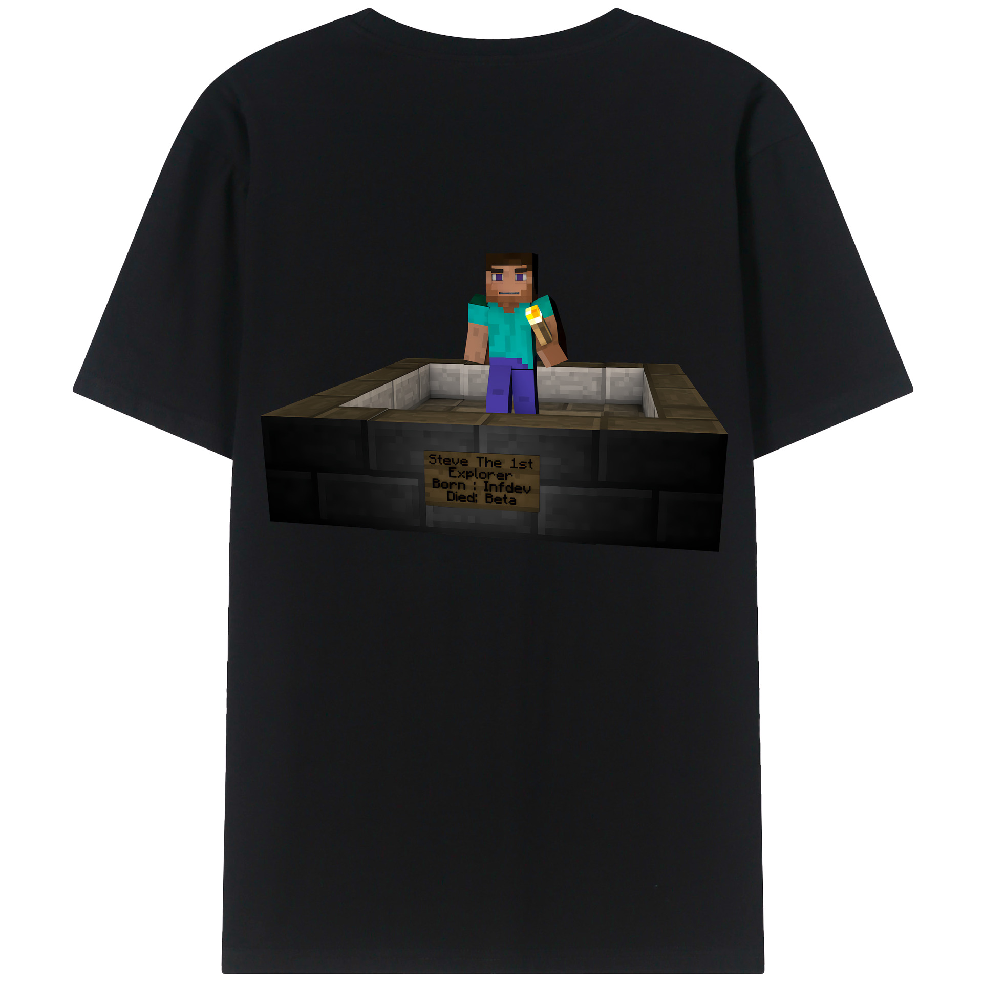 （画像用） マインクラフト ブロックの世界 Minecraft MC Block world 綿100％半袖Tシャツ（背面プリント）