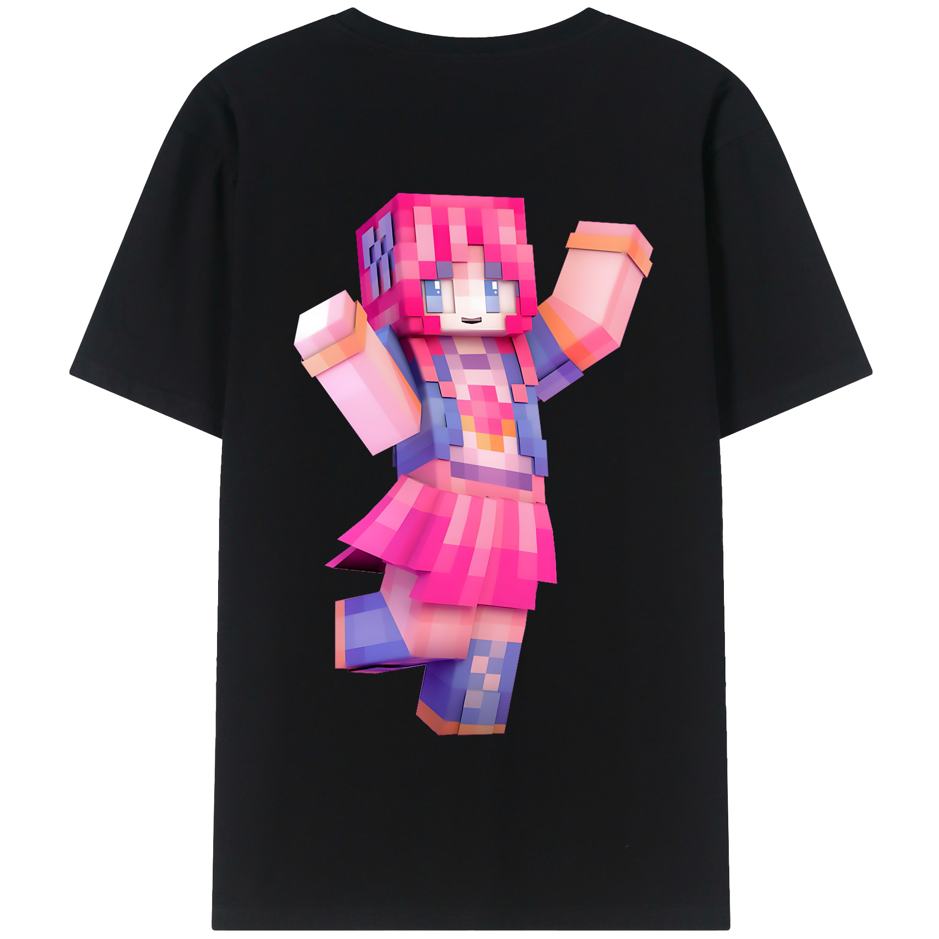 （画像用） マインクラフト ブロックの世界 Minecraft MC Block world 綿100％半袖Tシャツ（背面プリント）