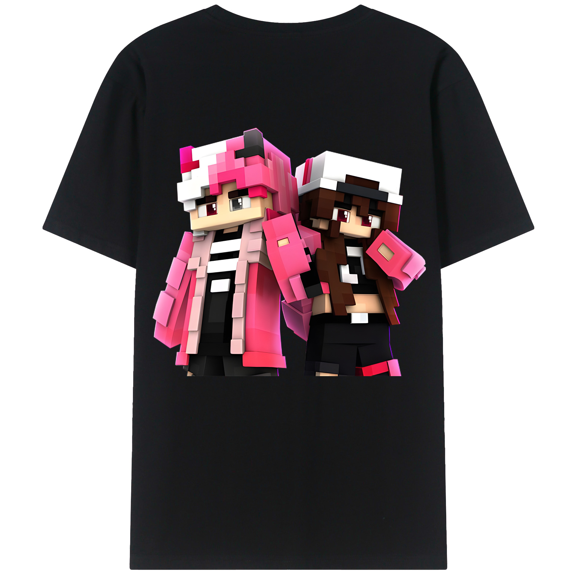 （画像用） マインクラフト ブロックの世界 Minecraft MC Block world 綿100％半袖Tシャツ（背面プリント）