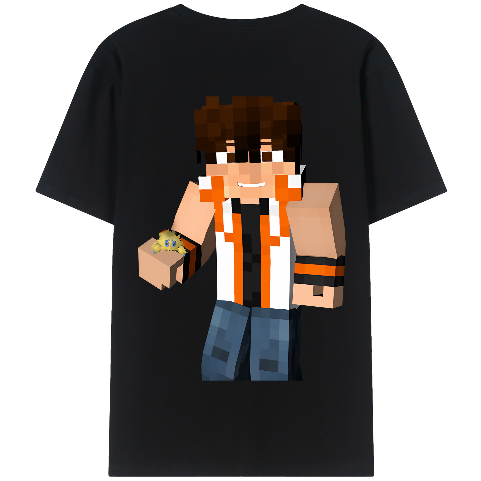 （画像用） マインクラフト ブロックの世界 Minecraft MC Block world 綿100％半袖Tシャツ（背面プリント）