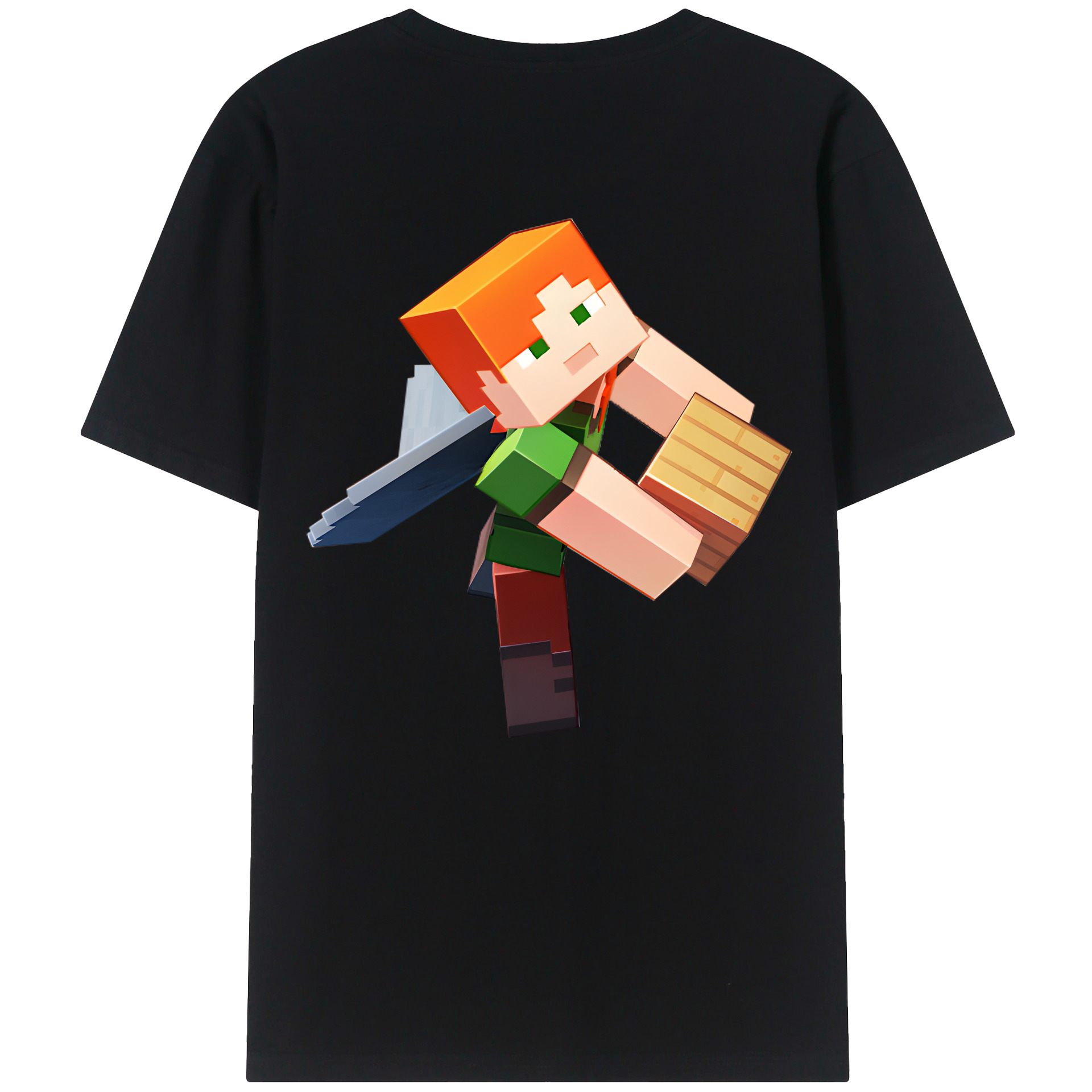 （画像用） マインクラフト ブロックの世界 Minecraft MC Block world 綿100％半袖Tシャツ（背面プリント）