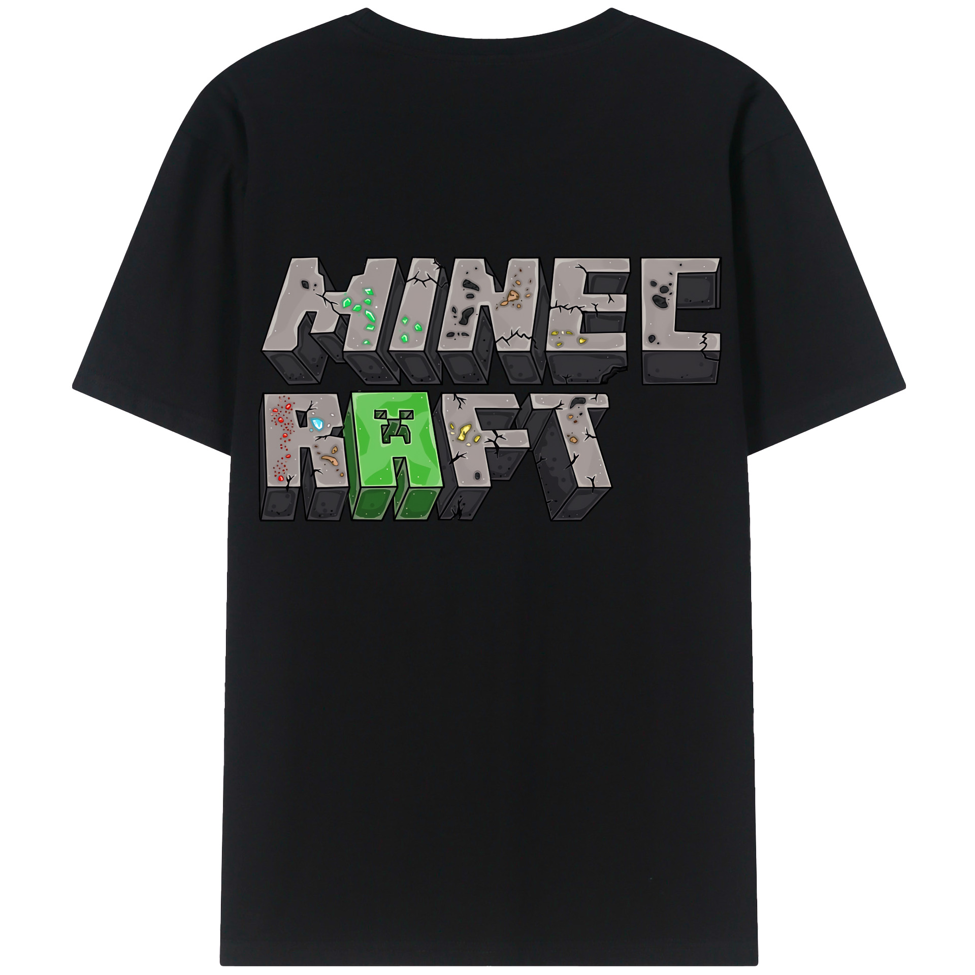 （画像用） マインクラフト ブロックの世界 Minecraft MC Block world 綿100％半袖Tシャツ（背面プリント）
