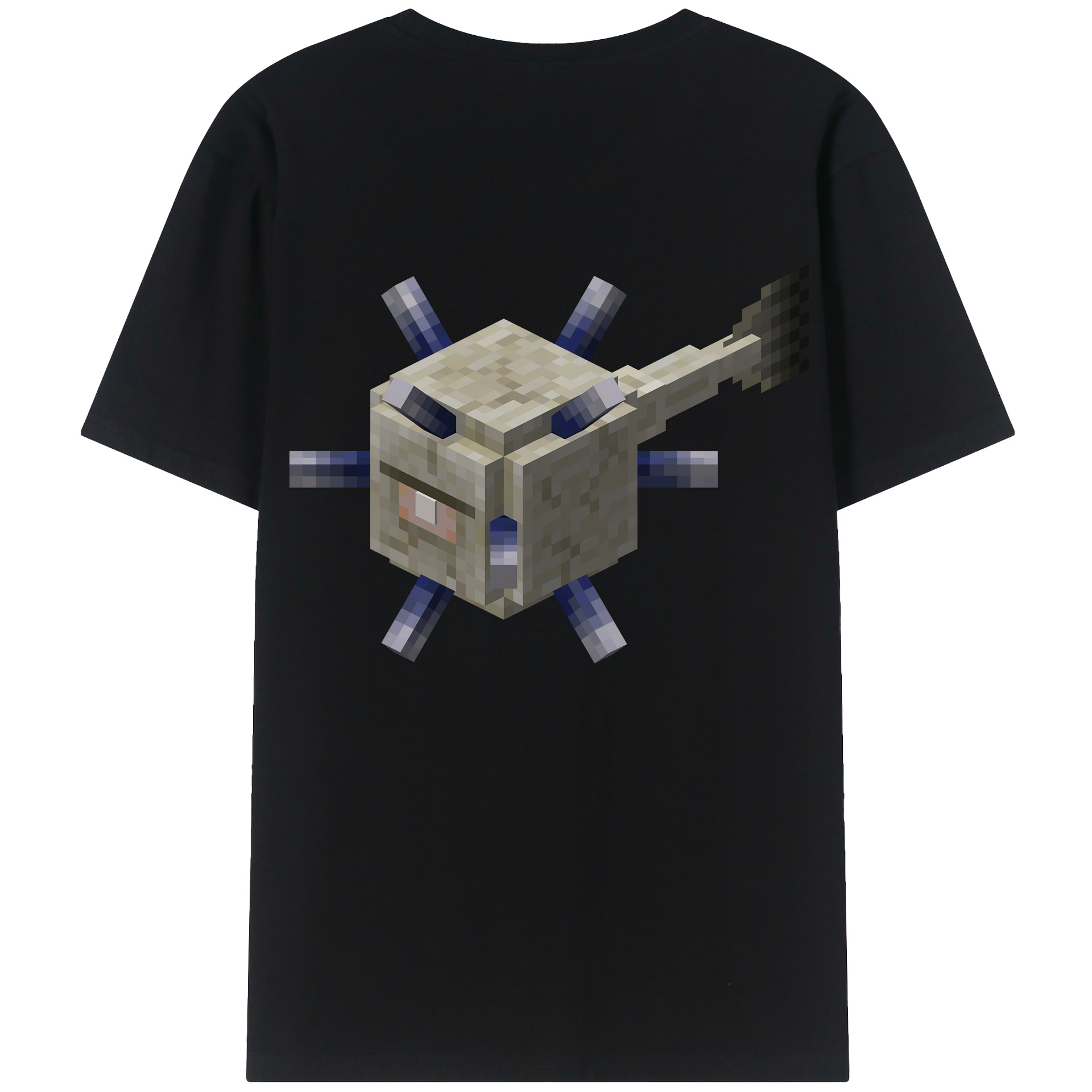 （画像用） マインクラフト ブロックの世界 Minecraft MC Block world 綿100％半袖Tシャツ（背面プリント）