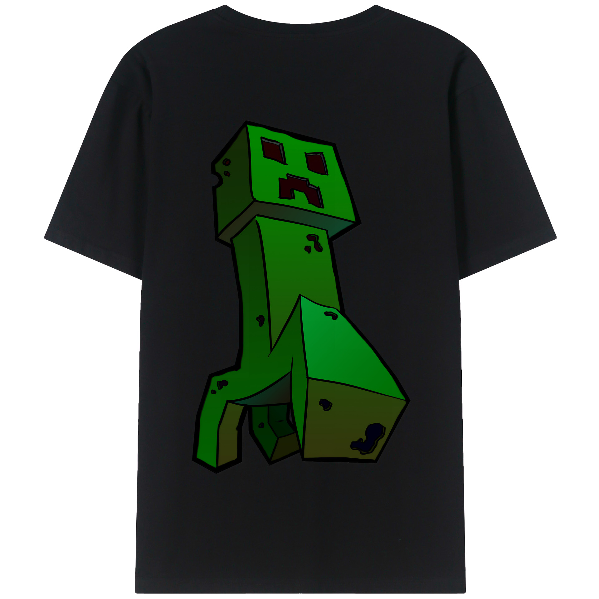 （画像用） マインクラフト ブロックの世界 Minecraft MC Block world 綿100％半袖Tシャツ（背面プリント）