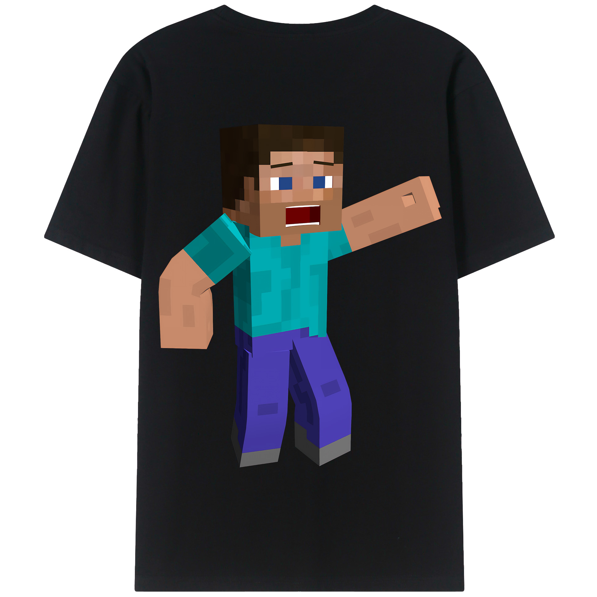 （画像用） マインクラフト ブロックの世界 Minecraft MC Block world 綿100％半袖Tシャツ（背面プリント）