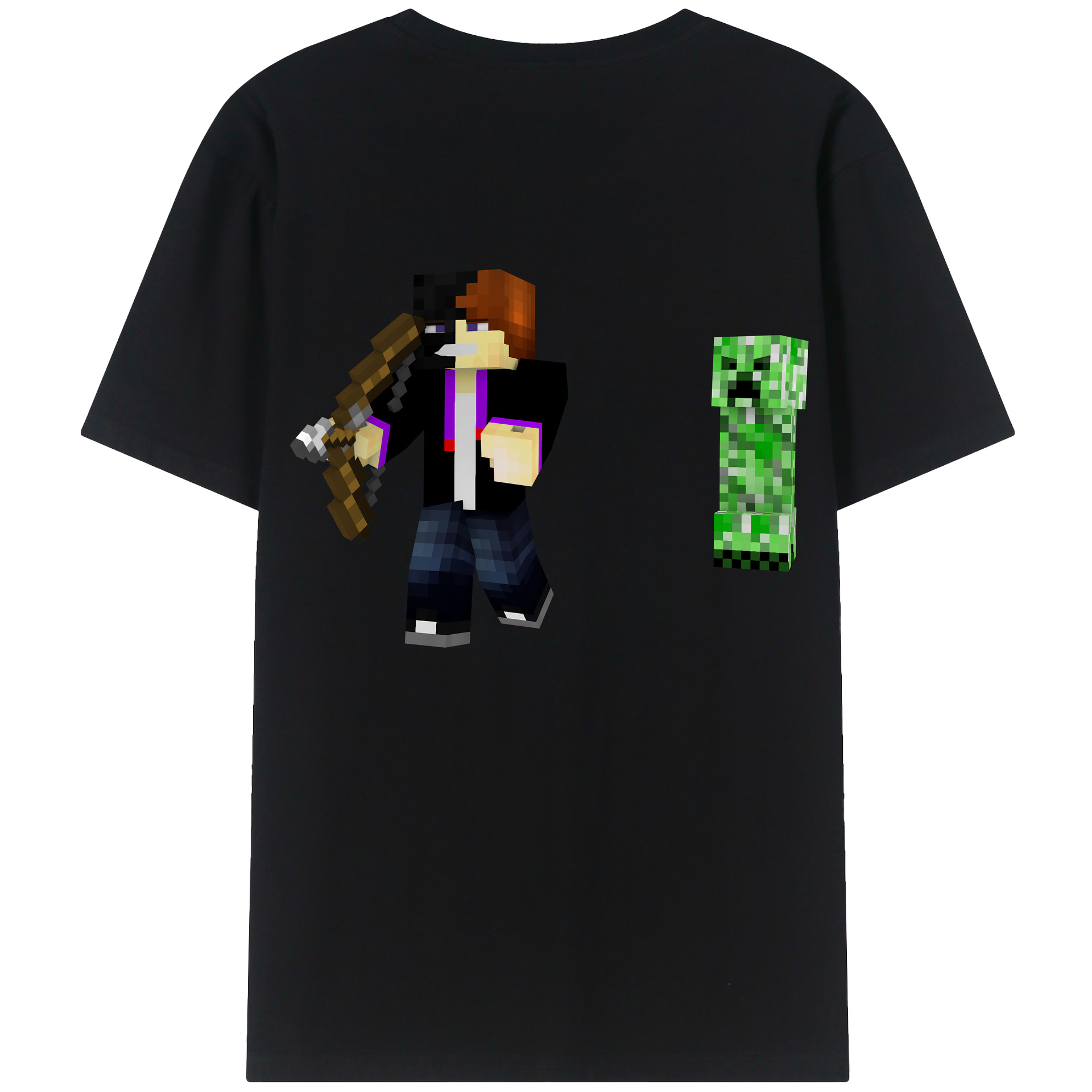 （画像用） マインクラフト ブロックの世界 Minecraft MC Block world 綿100％半袖Tシャツ（背面プリント）