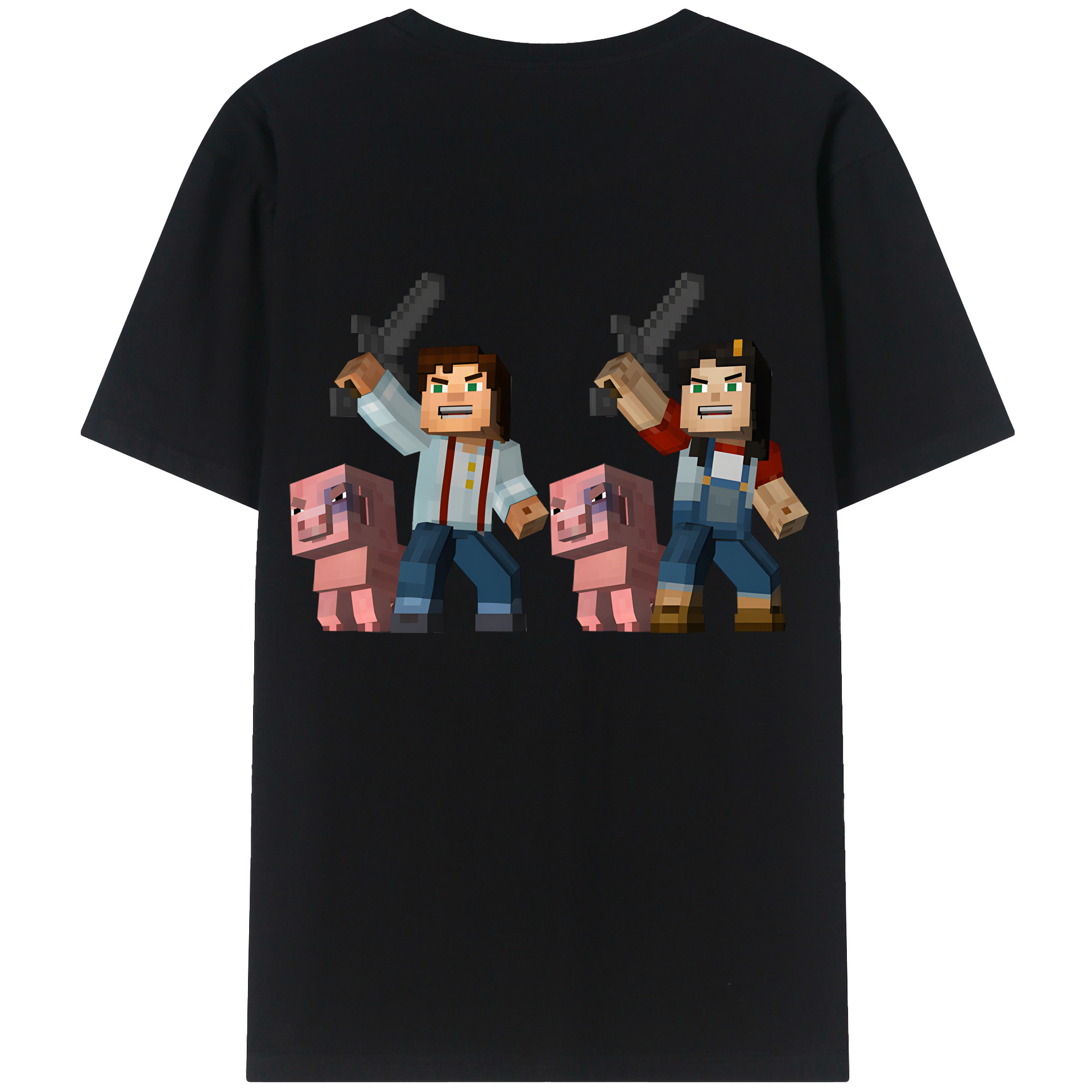 （画像用） マインクラフト ブロックの世界 Minecraft MC Block world 綿100％半袖Tシャツ（背面プリント）