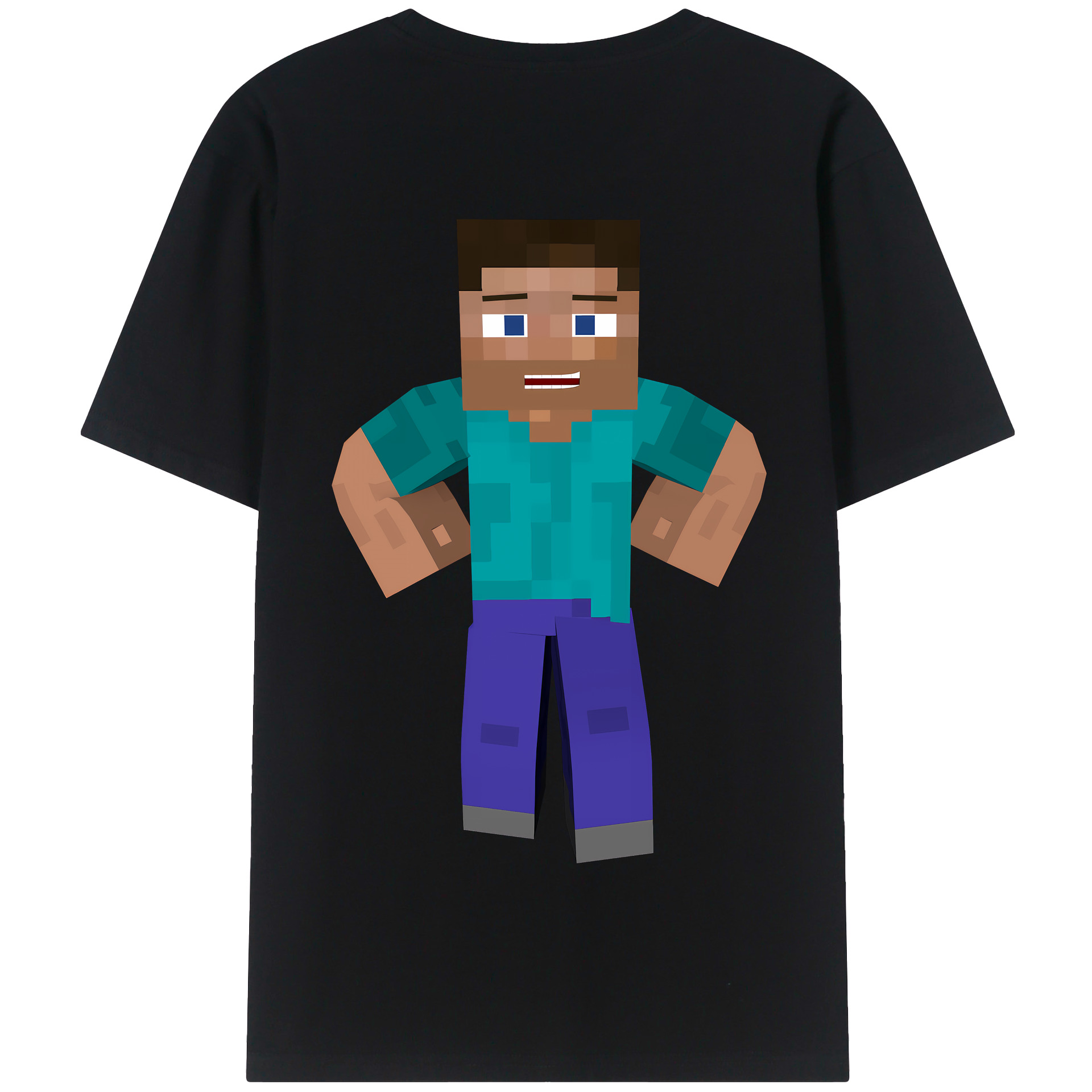 （画像用） マインクラフト ブロックの世界 Minecraft MC Block world 綿100％半袖Tシャツ（背面プリント）