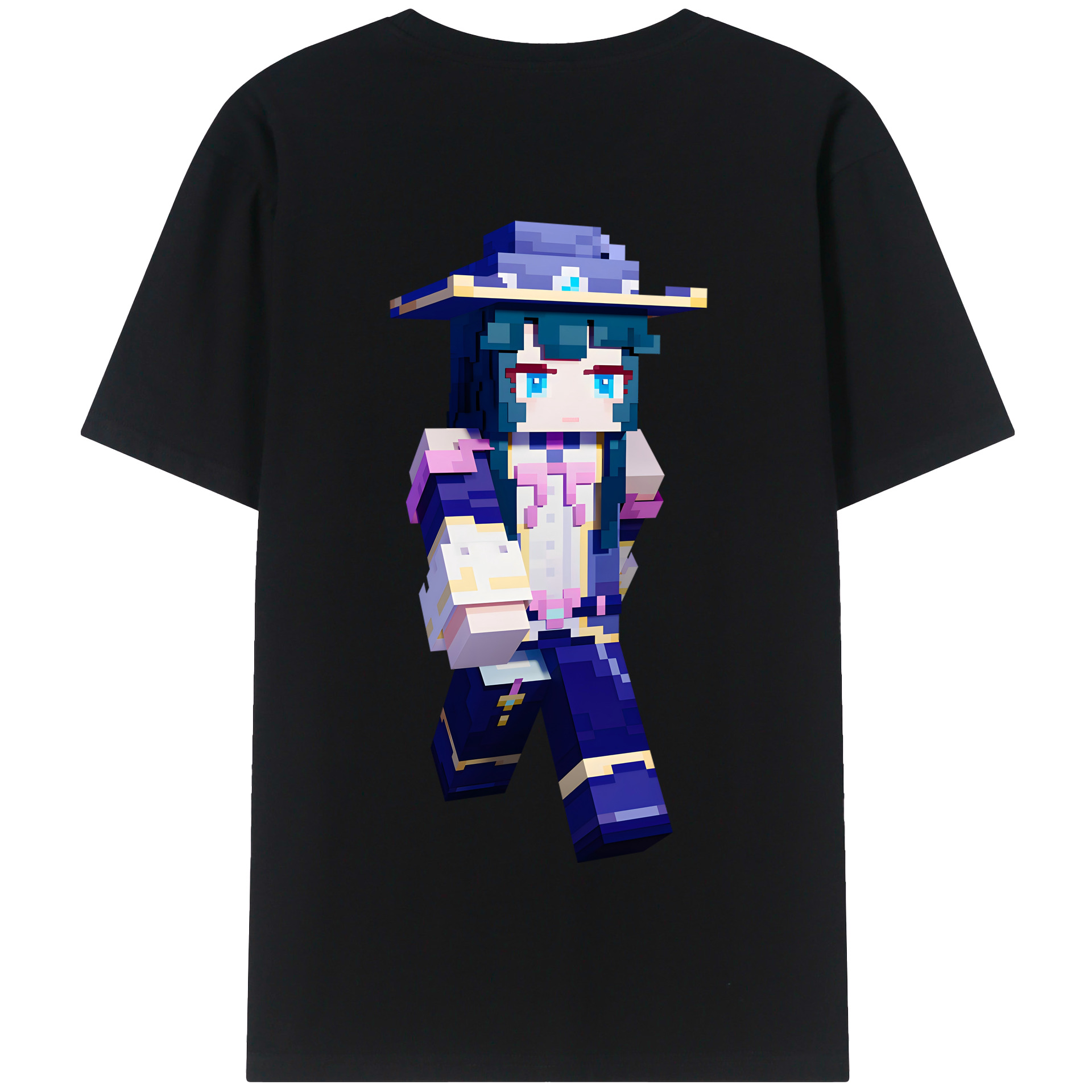 （画像用） マインクラフト ブロックの世界 Minecraft MC Block world 綿100％半袖Tシャツ（背面プリント）