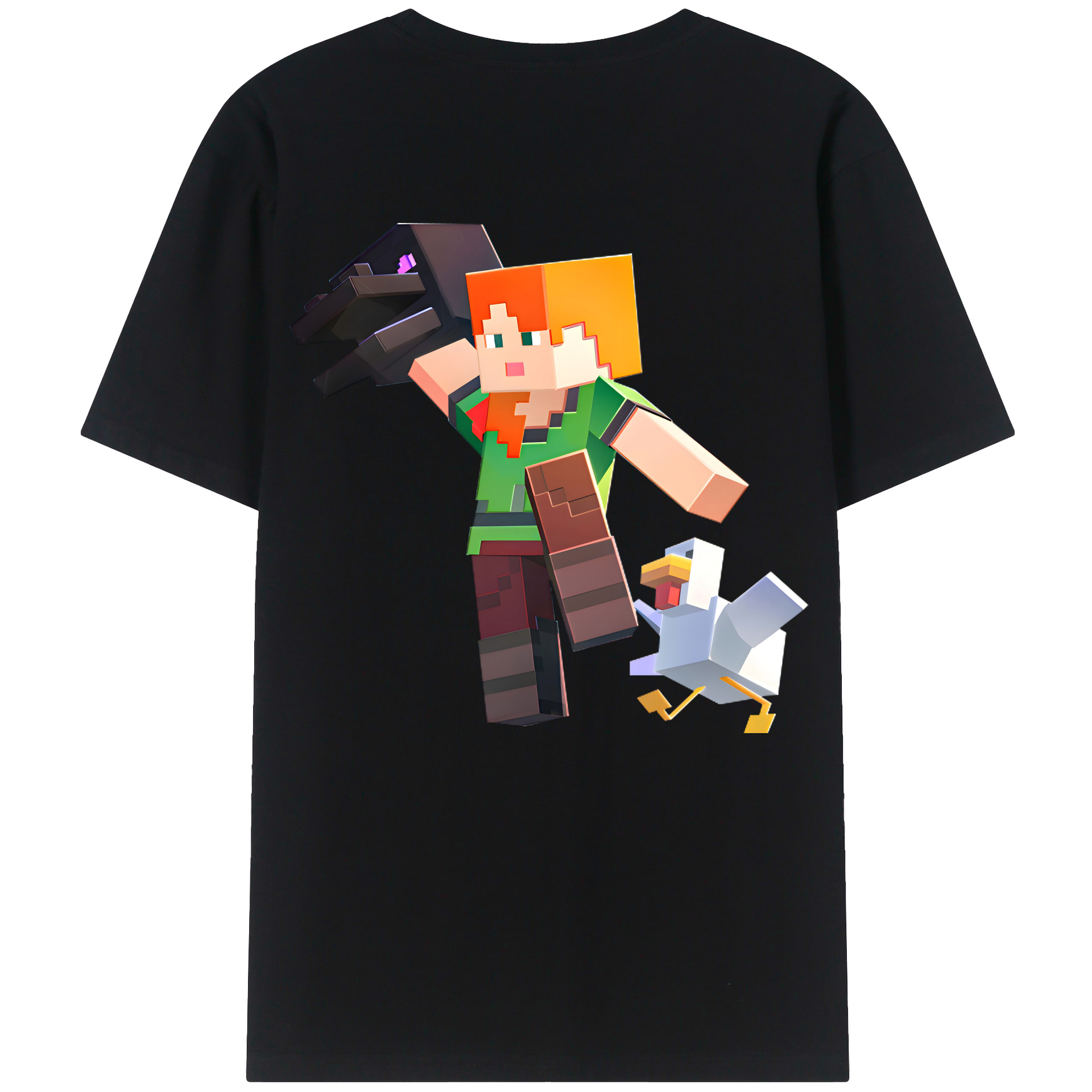（画像用） マインクラフト ブロックの世界 Minecraft MC Block world 綿100％半袖Tシャツ（背面プリント）