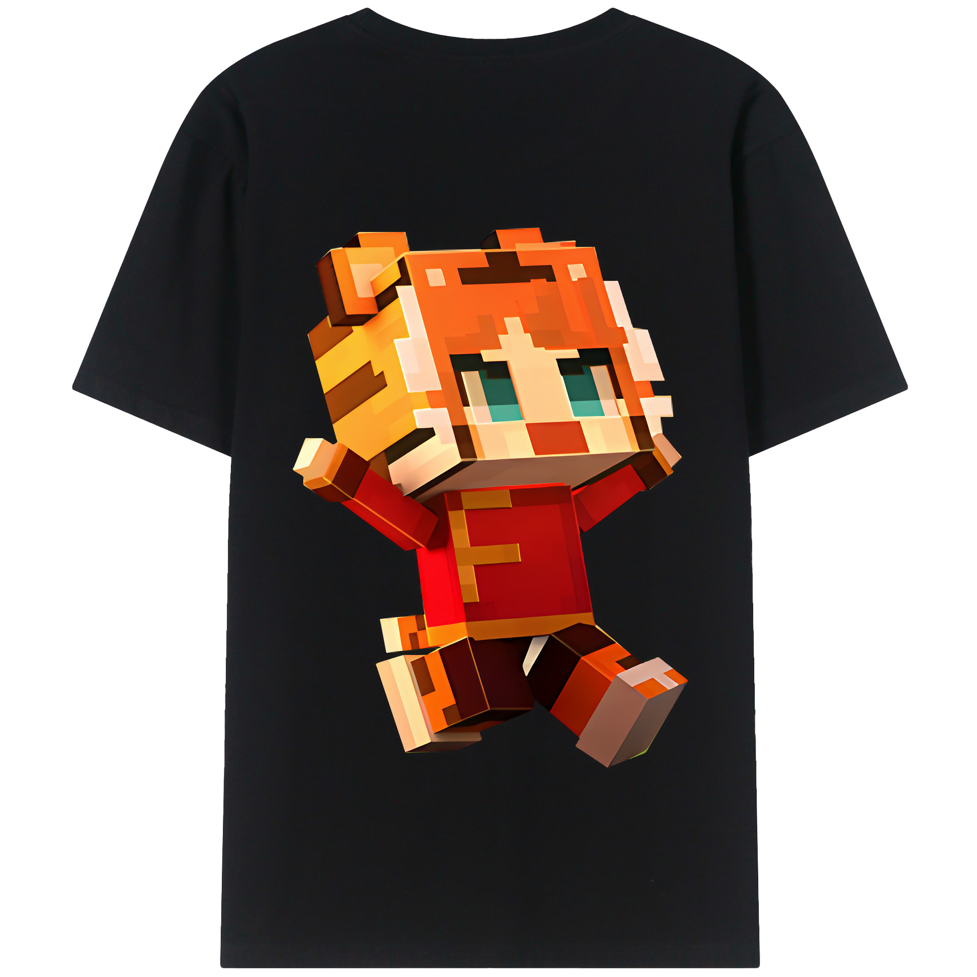 （画像用） マインクラフト ブロックの世界 Minecraft MC Block world 綿100％半袖Tシャツ（背面プリント）