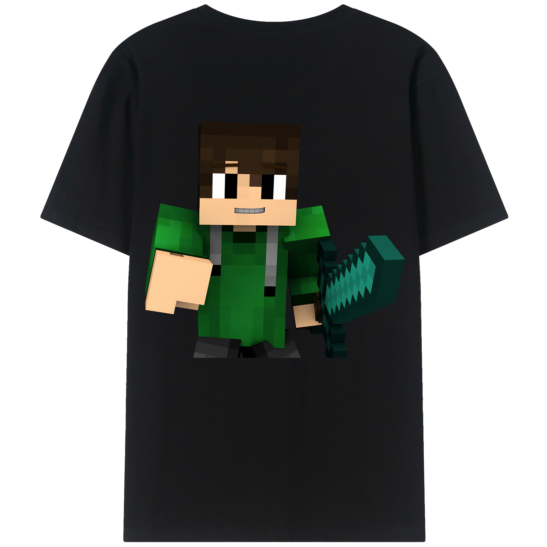 （画像用） マインクラフト ブロックの世界 Minecraft MC Block world 綿100％半袖Tシャツ（背面プリント）