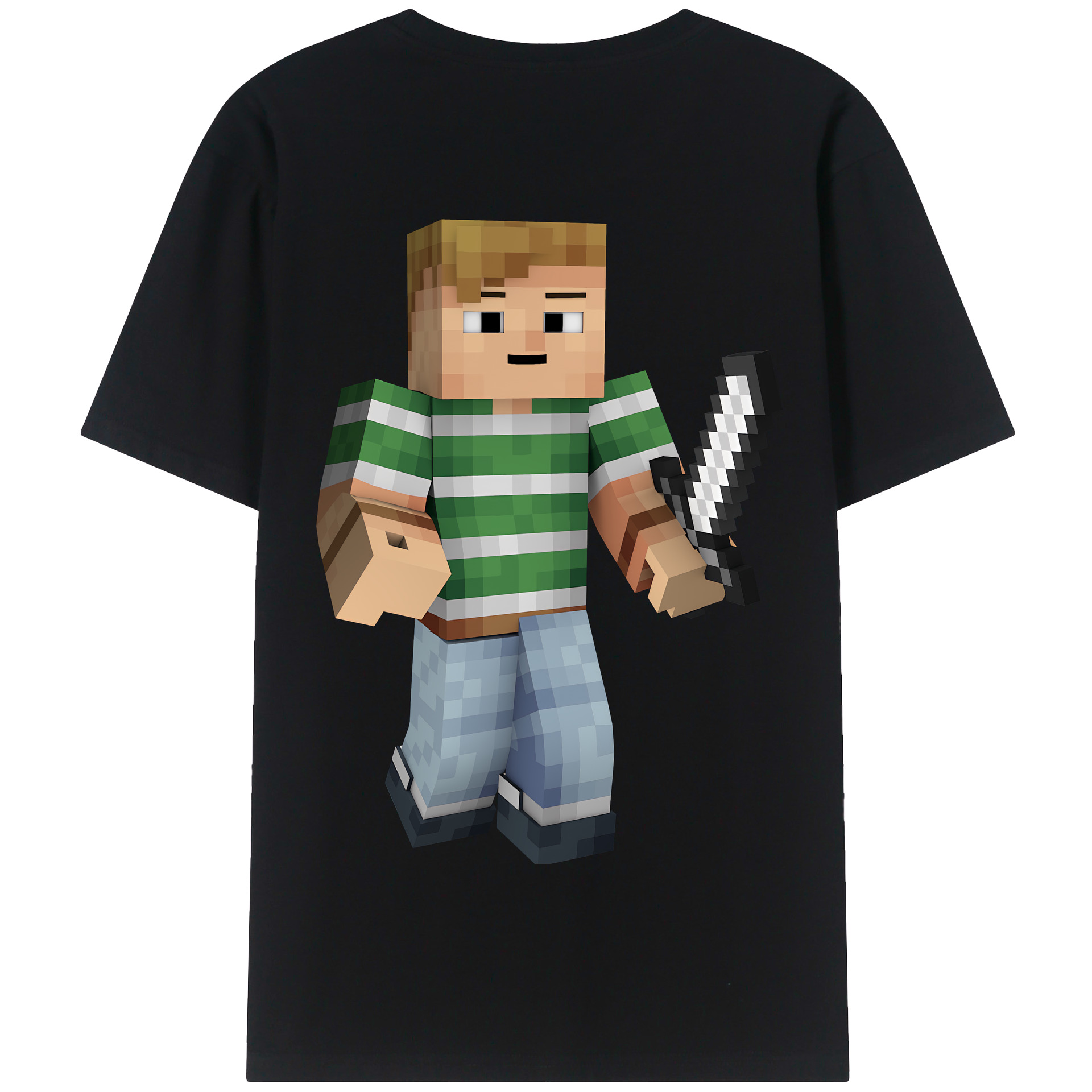 （画像用） マインクラフト ブロックの世界 Minecraft MC Block world 綿100％半袖Tシャツ（背面プリント）