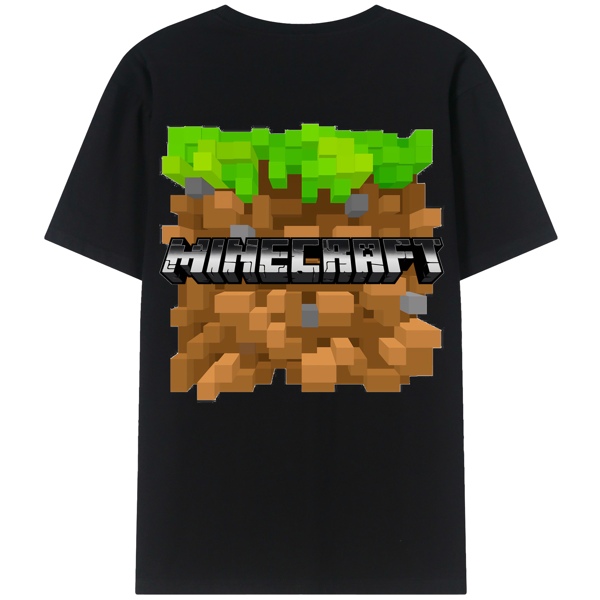 （画像用） マインクラフト ブロックの世界 Minecraft MC Block world 綿100％半袖Tシャツ（背面プリント）