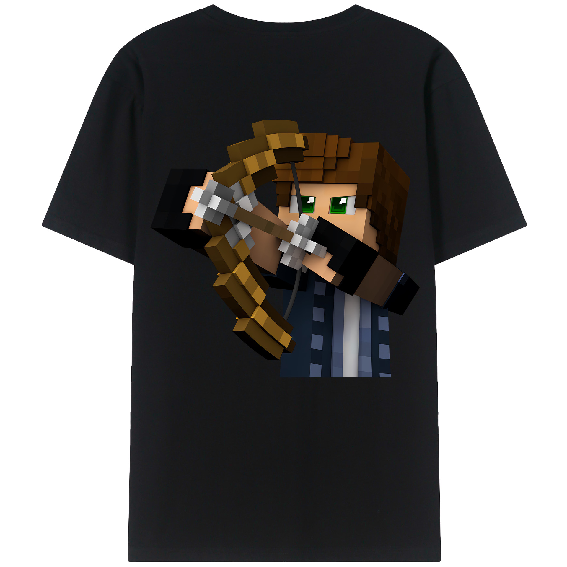 （画像用） マインクラフト ブロックの世界 Minecraft MC Block world 綿100％半袖Tシャツ（背面プリント）